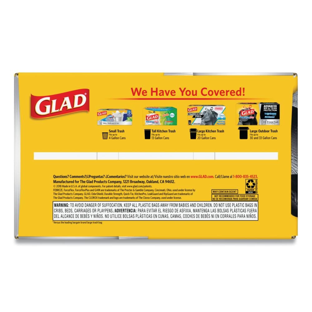 Glad 30-Gallons Black Plastic Can Drawstring Trash Bag (70-Count) in the Trash  Bags department at