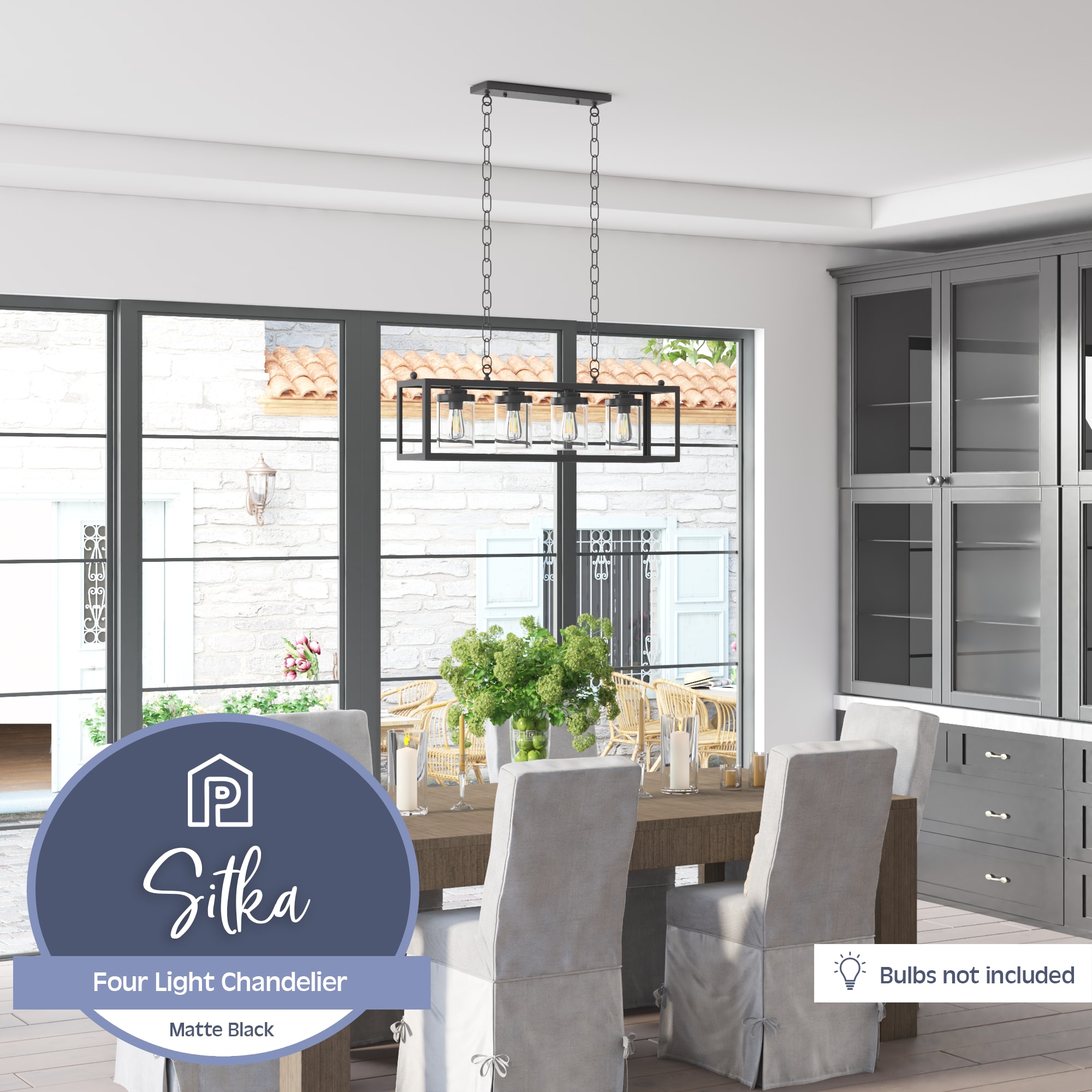 Matte Black Industrial Farmhouse Linear Cage Chandelier