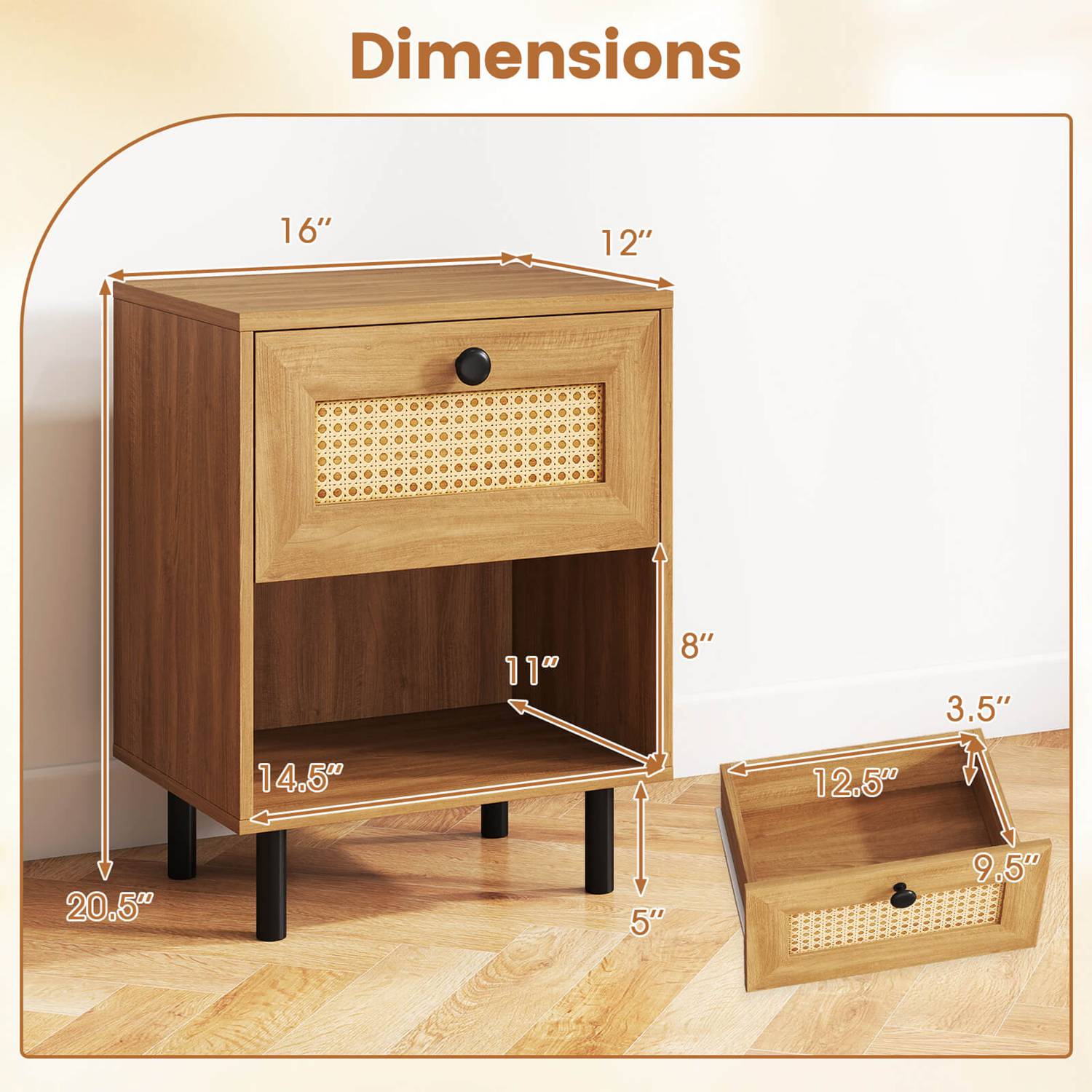 Costway CSHY004328 nightstands - View #3