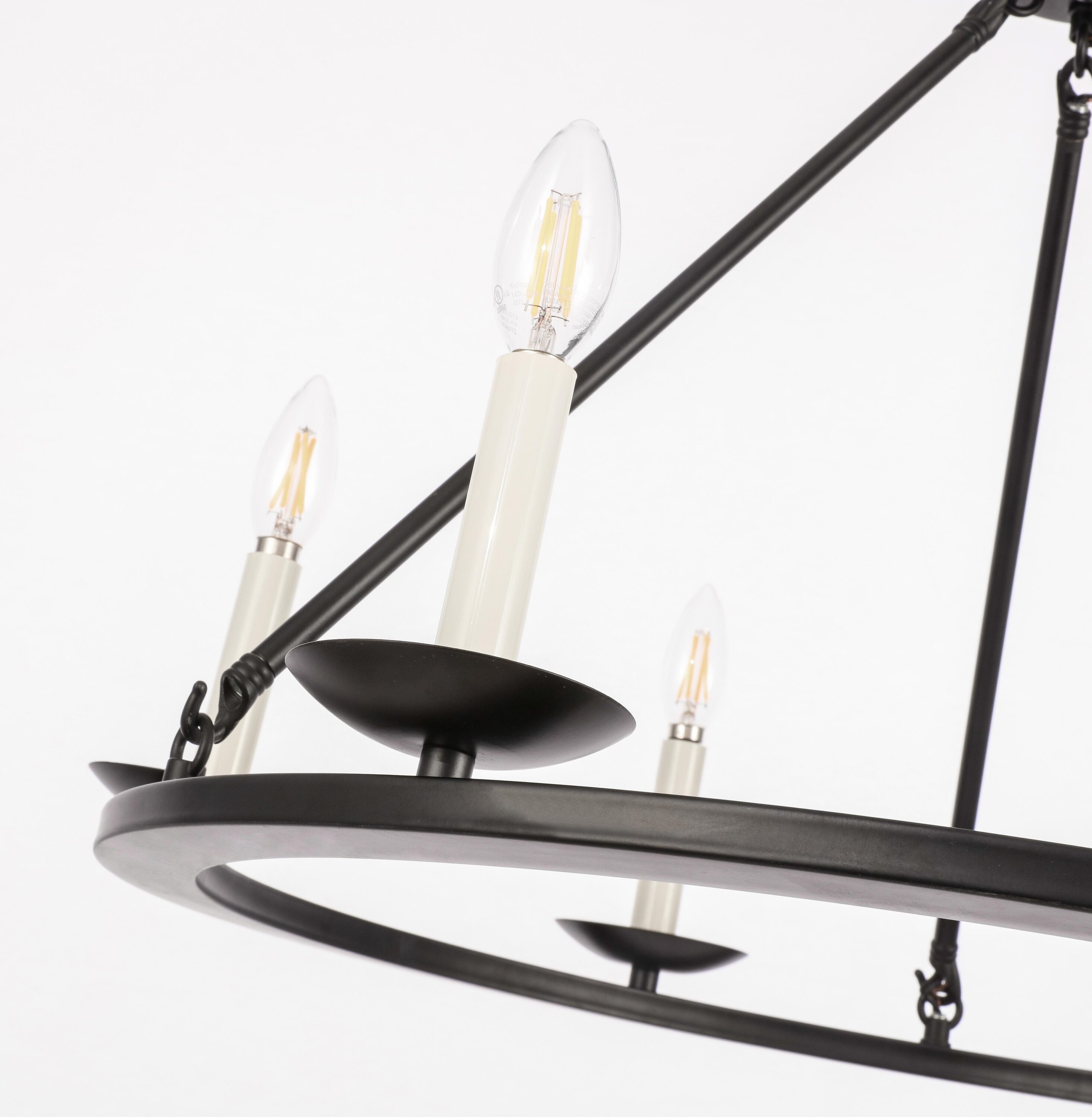 Elegant Maine 6-Light Black Metal Circular Chandelier
