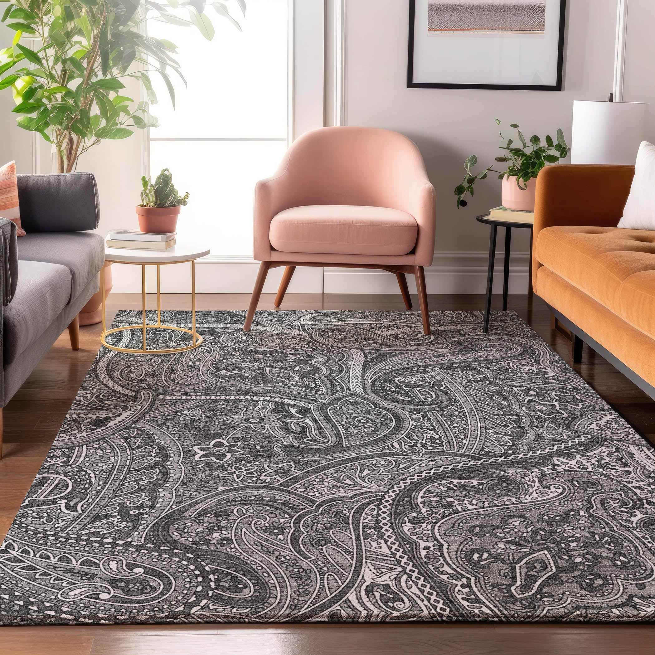 Addison Rugs AMF623GY3X5 Mayfield AMF623GY 3 x 5 (ft) Loomed Polyester Gray Rectangular Indoor Geometric Machine washable Area rug