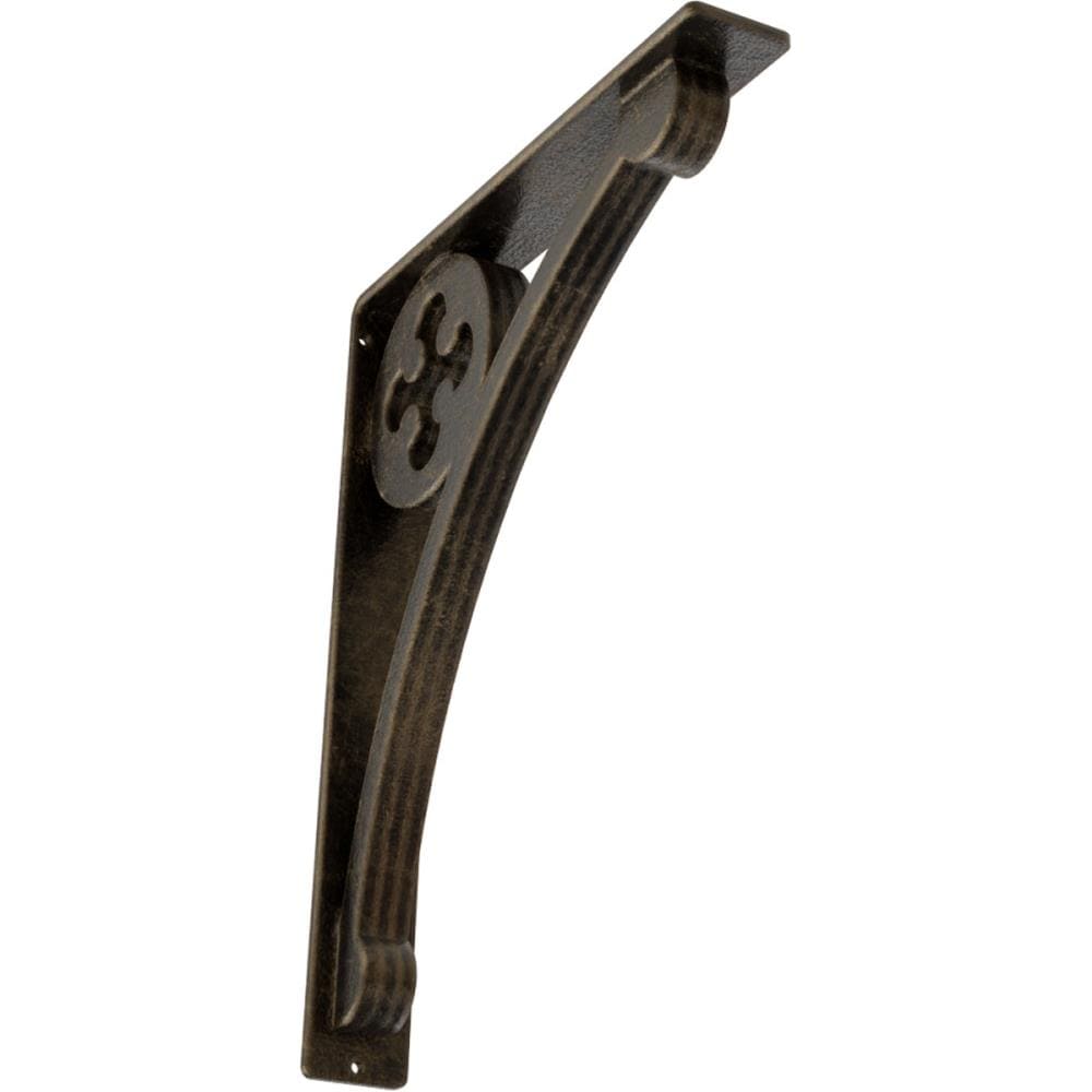 Ekena Millwork BKTM02X12X15TCRAPG Crawley 12-in x 2-in x 15-in Antique gold Wrought iron Mounting bracket