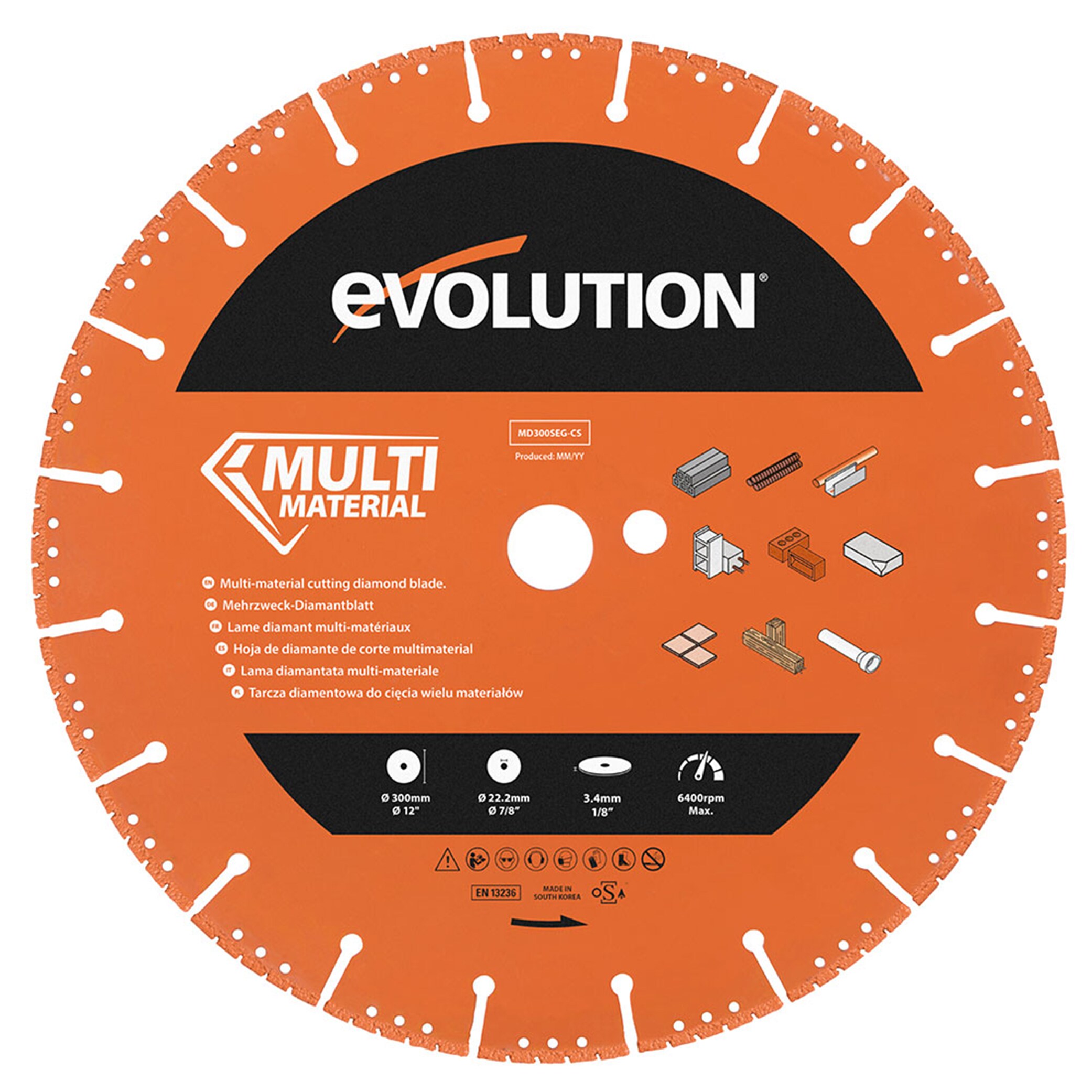 Evolution MD300SEG-CS MD Blade 12-in Wet/Dry Segmented Rim Diamond Saw Blade
