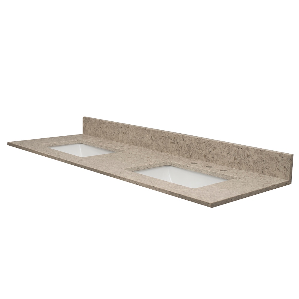 MarCraft VQOR6122802 Vista 61-in x 22-in Polished Orion Quartz Undermount Double Sink 3-Hole Bathroom Vanity Top