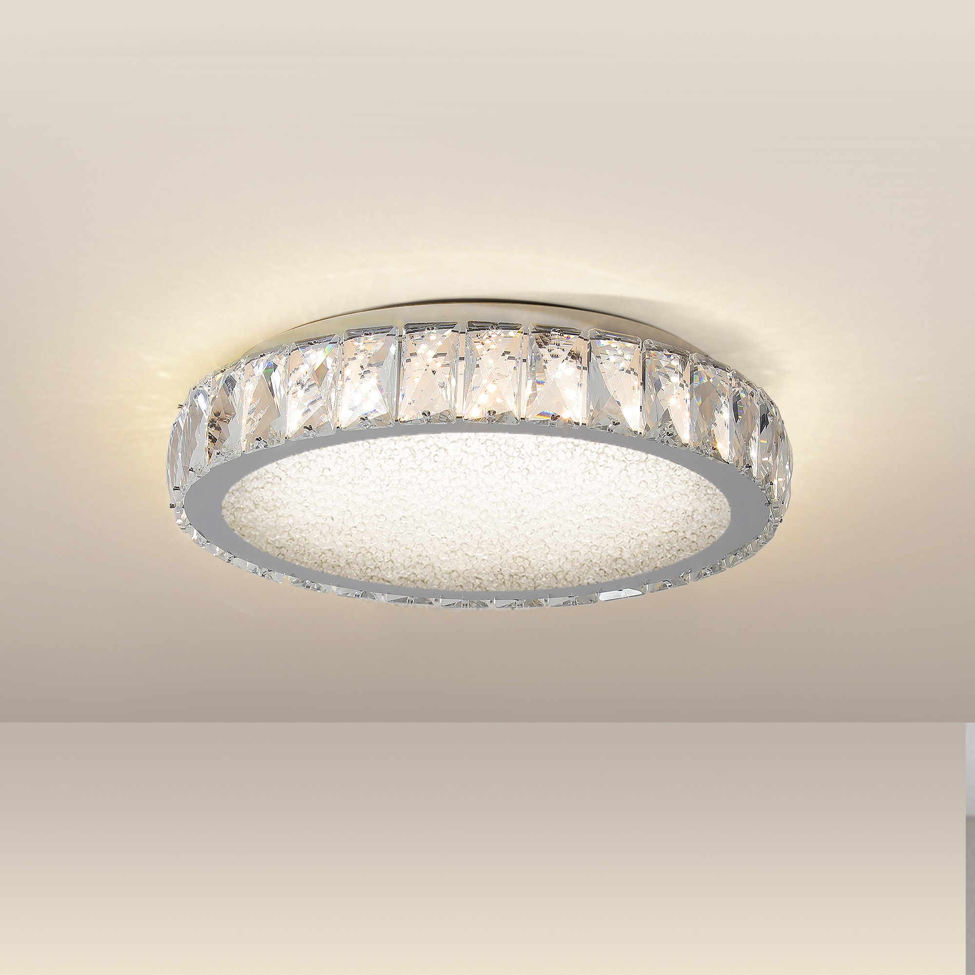 AAZJ LG-120156 Flush Mount Lighting 1 -Light 13.8-in Matte White Integrated LED Flush Mount Light