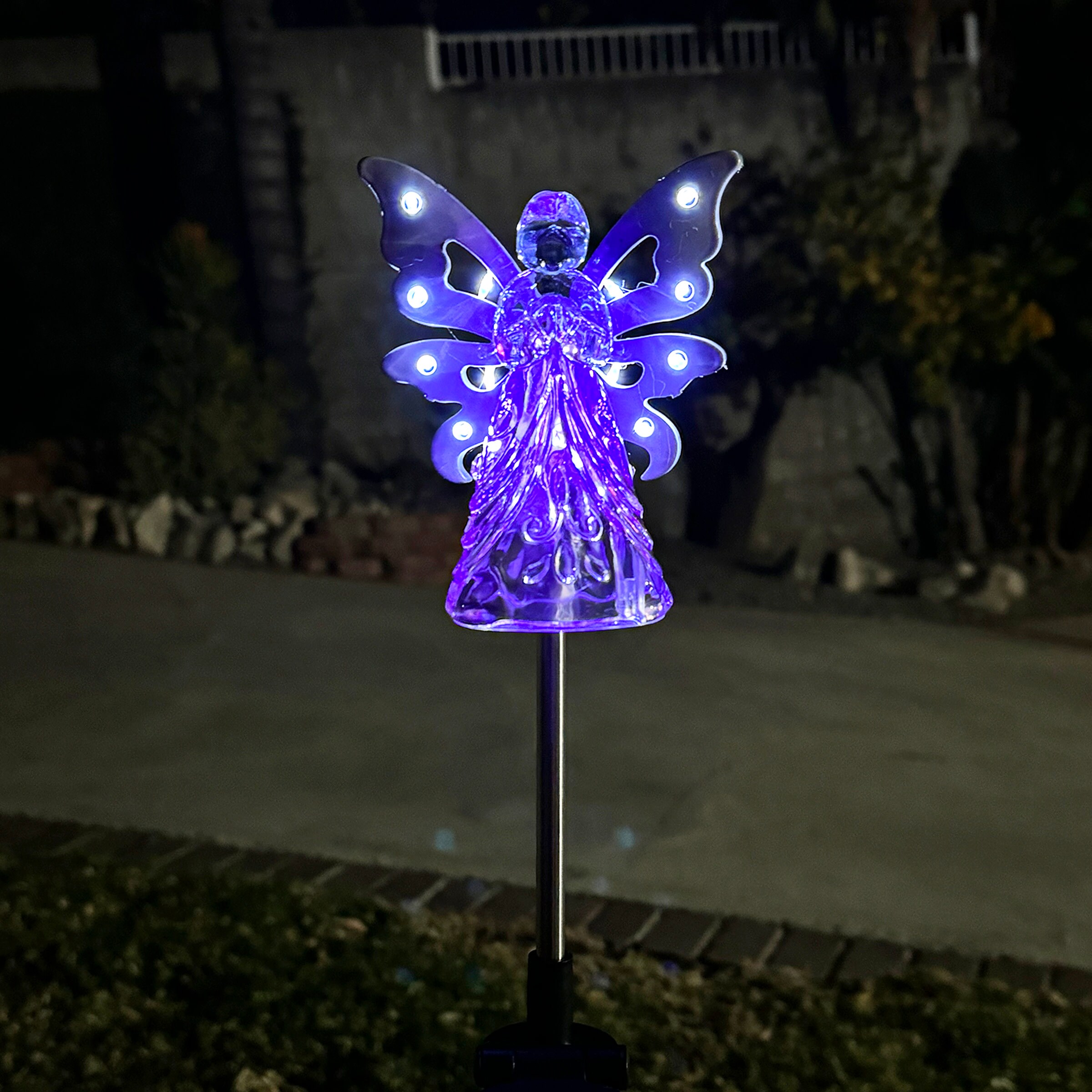Purple Acrylic Angel with LED Lights Garden Stake