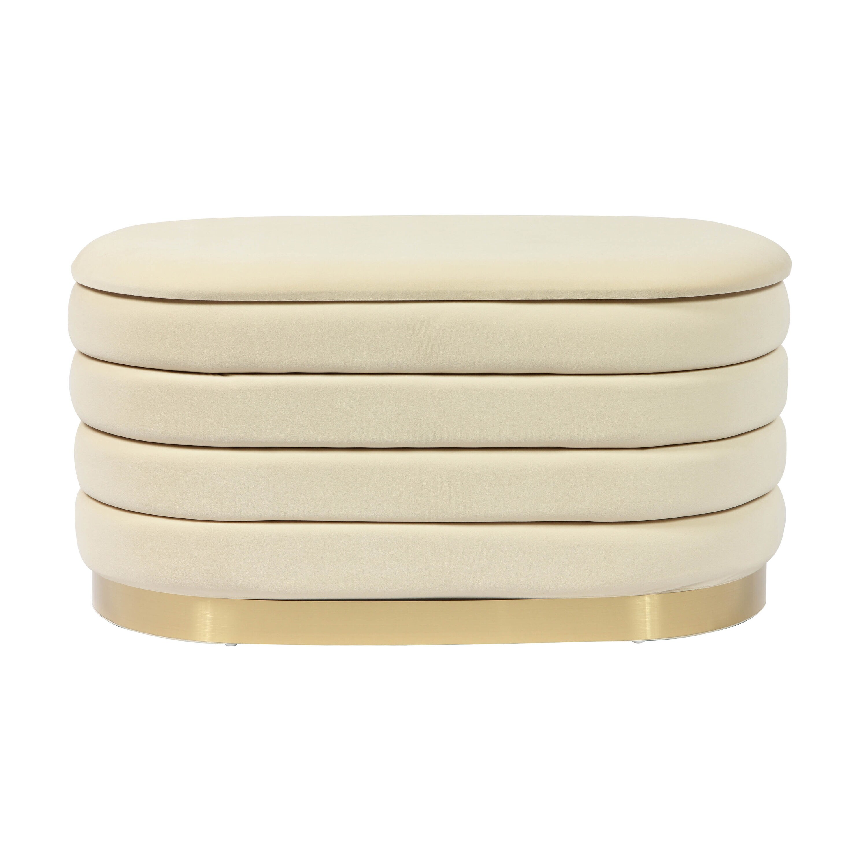 Cream Velvet Storage Bench with Gold Base
