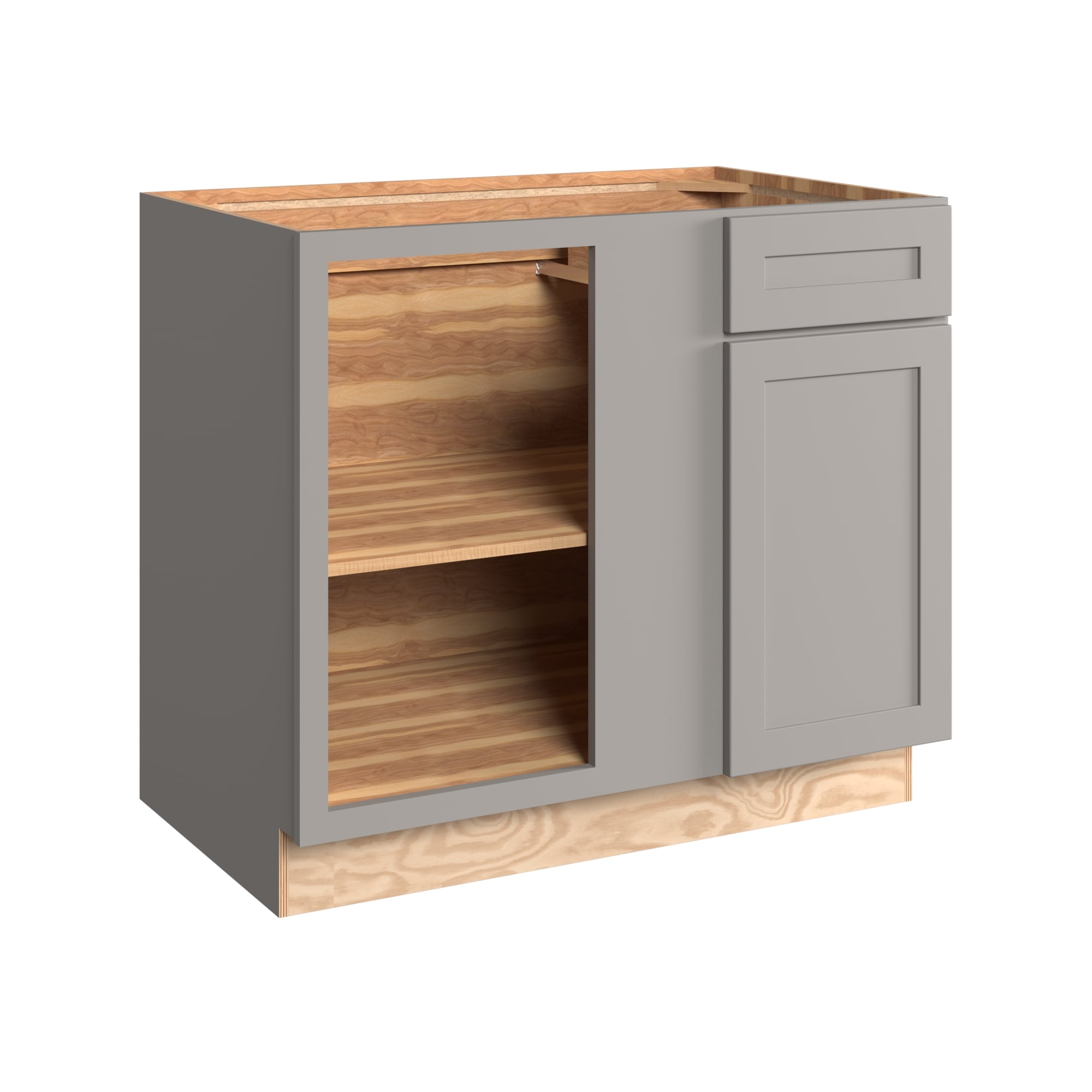 KraftMaid Momentum BBC42LG81 Deveron 39-in W x 34.5-in H x 24-in D Pebble Grey Blind Corner base Fully assembled Plywood Cabinet (Recessed Panel Shaker)