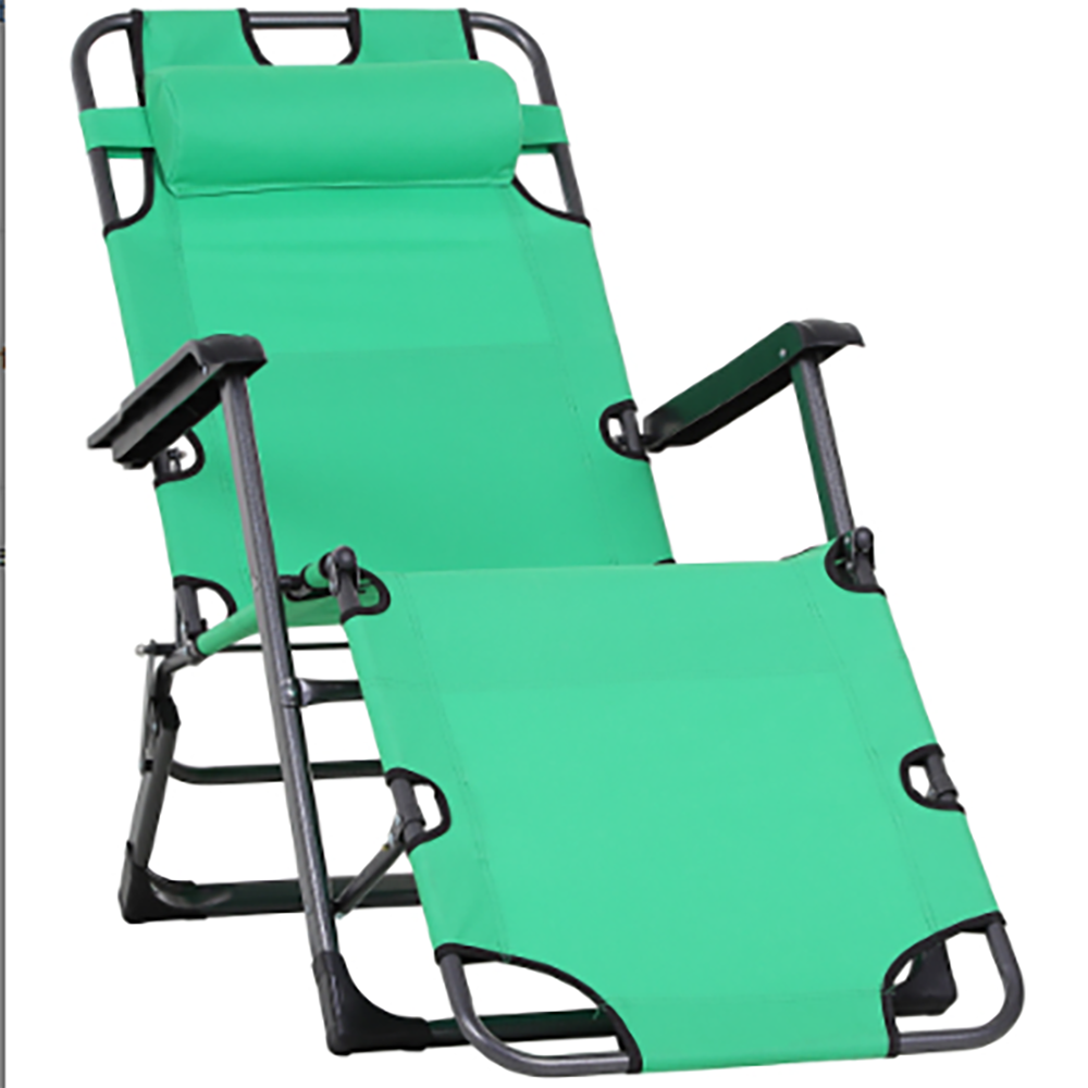 Sunrinx MG64-1-Q50HW Woven Black Metal Frame Stationary Chaise Lounge Chair with Green Mesh Seat