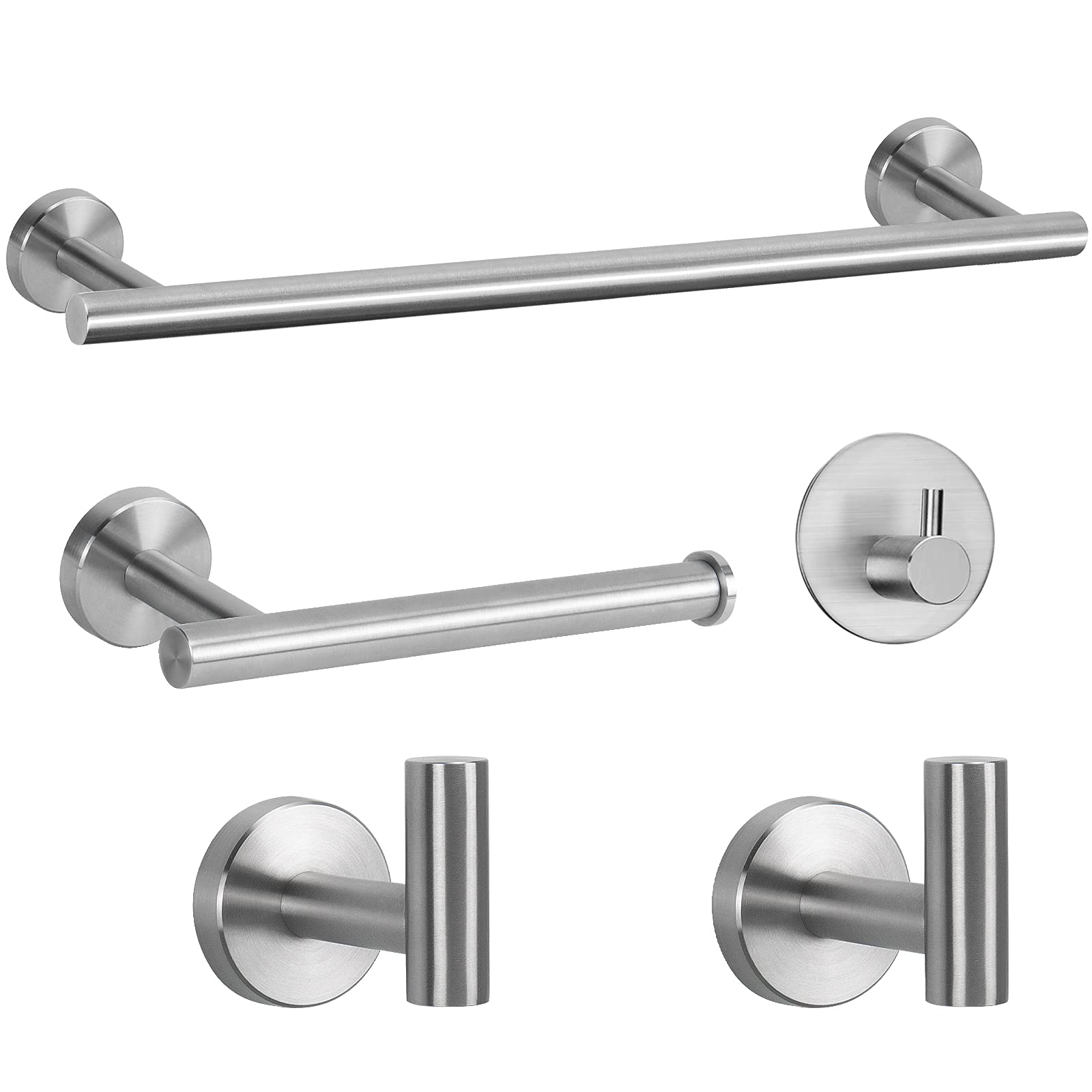 Lovav - Brushed Nickel SUS304 Stainless Steel Bathroom Hardware Set 5 Piece Towel Bar Toilet Pape...