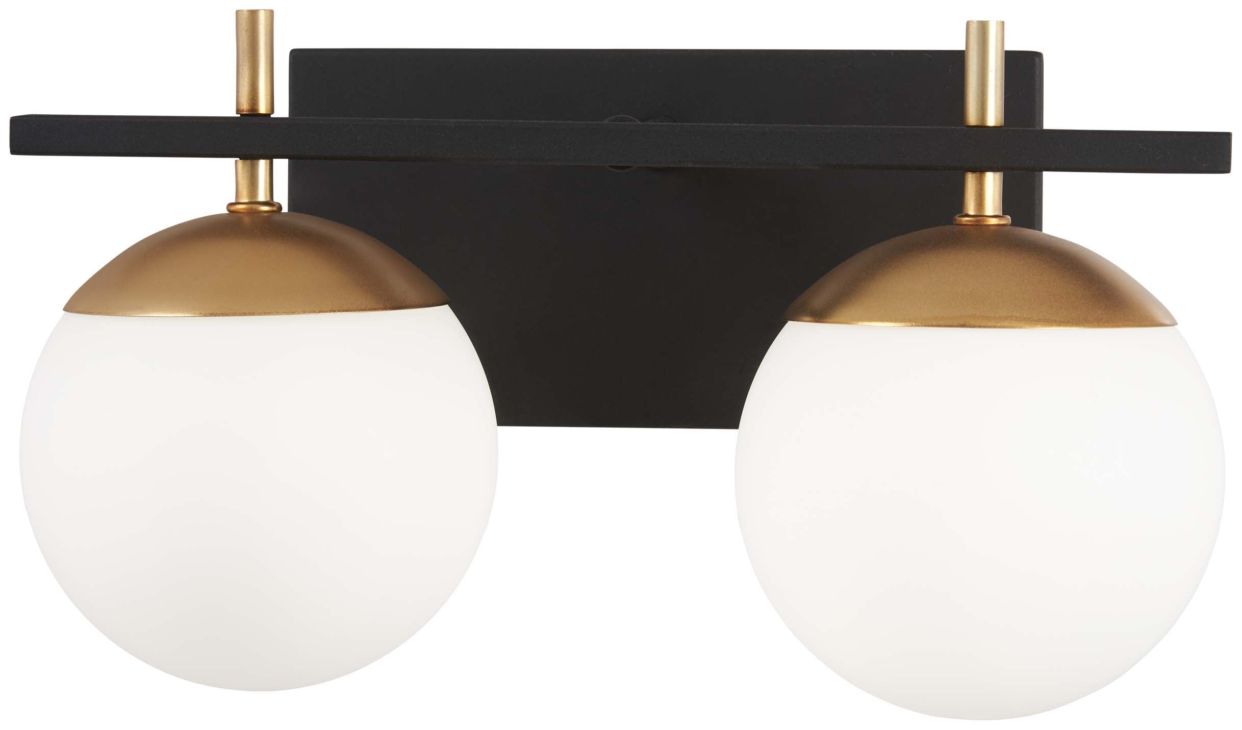 Weathered Black and Autumn Gold 2-Light Wall Sconce with Etched Opal Glass