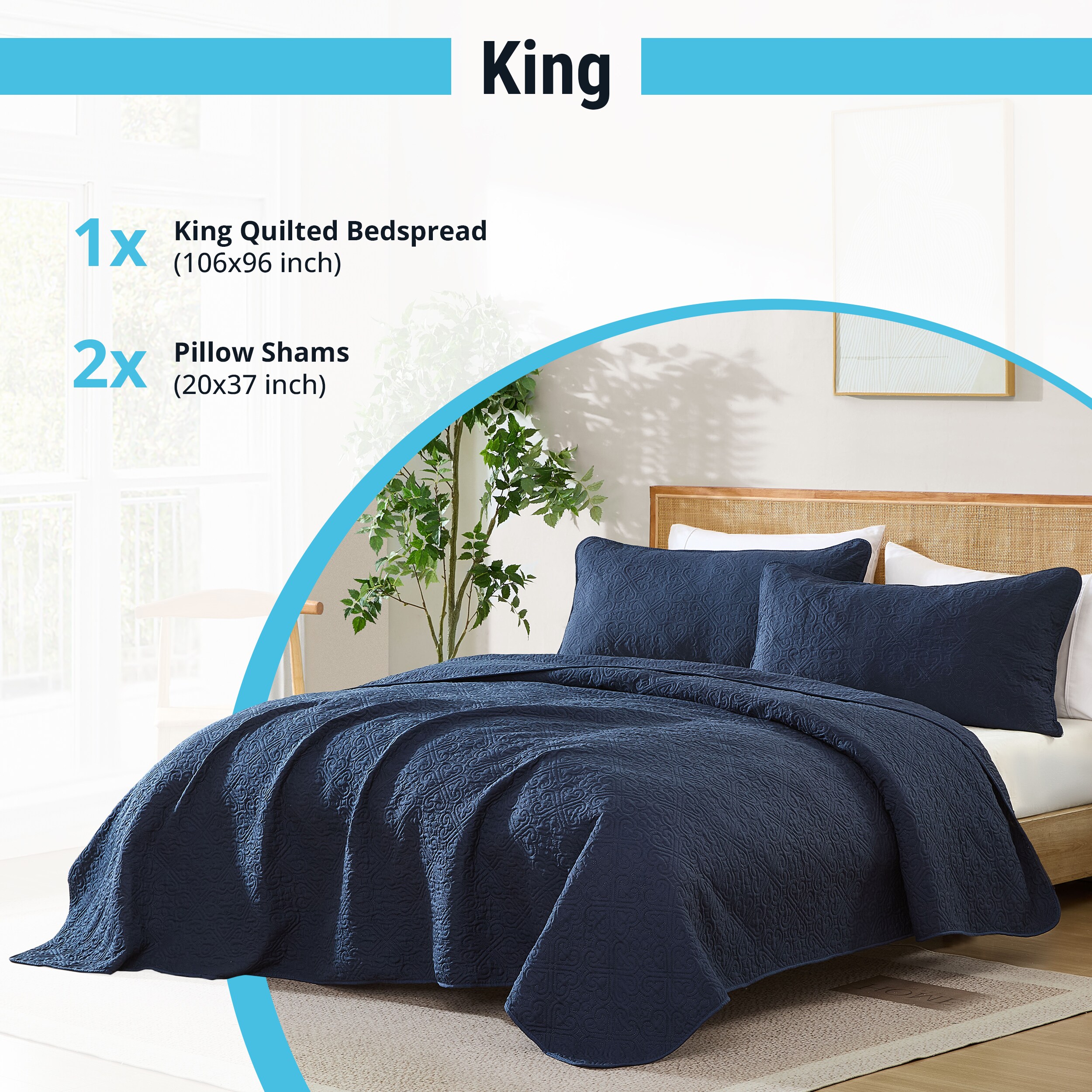 HLC.me LRNZ-KG-NAVY Comforters-And-Bedspreads - View #3