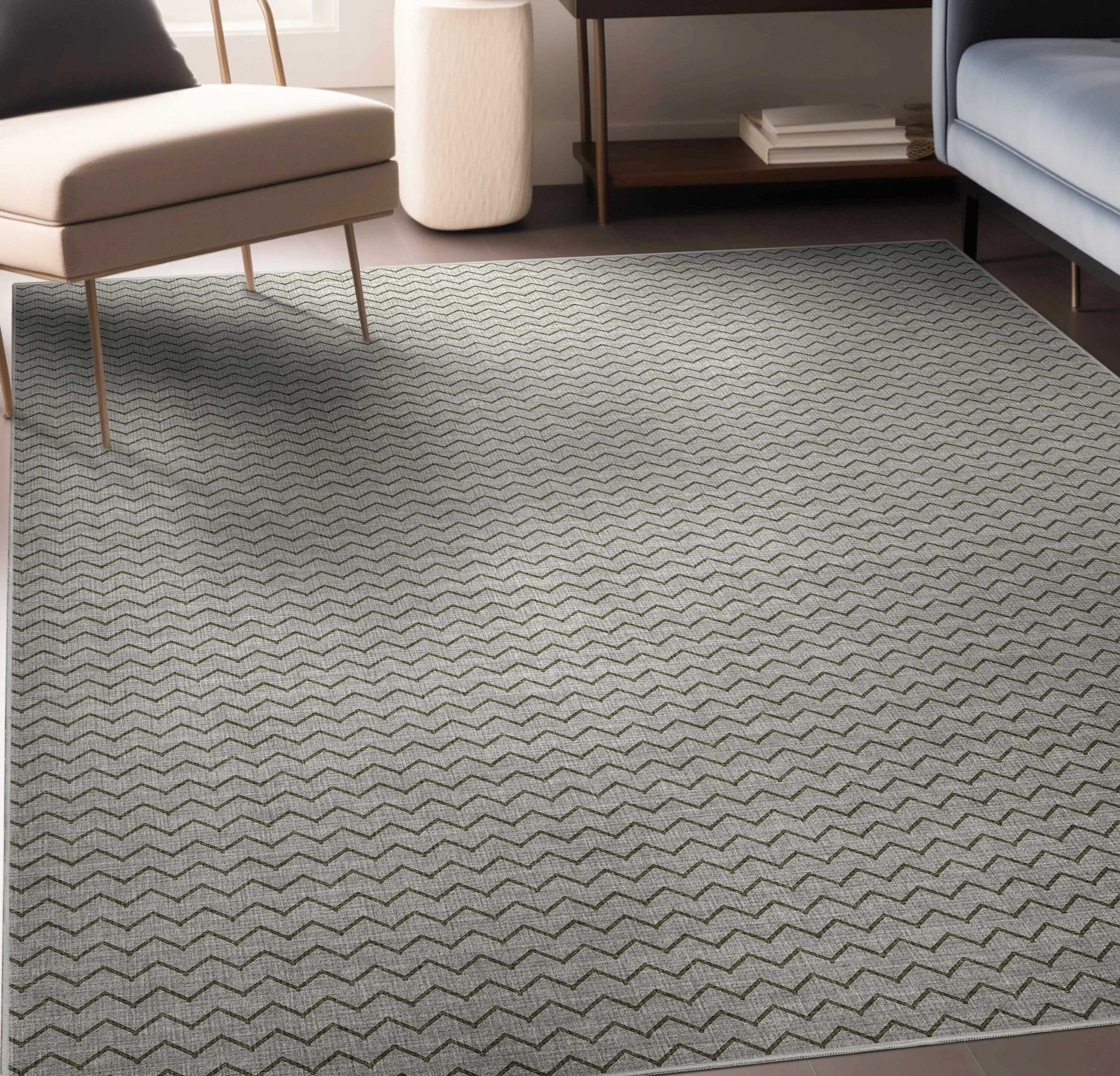 Well Woven W-APE-10A-5 Apollo Elemental 5 x 7 (ft) Polyester Grey Rectangular Indoor Abstract Mid-Century Modern Area rug
