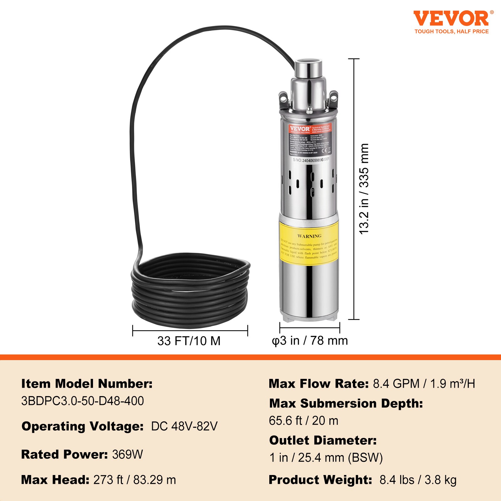 VEVOR TYNSB370W84GEGWR5V9 pumps - View #3
