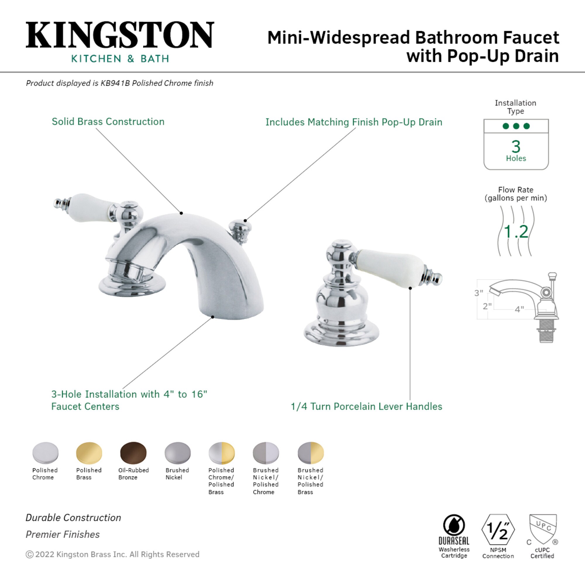 Elements of Design EB941B Lavatory-Faucets - View #2