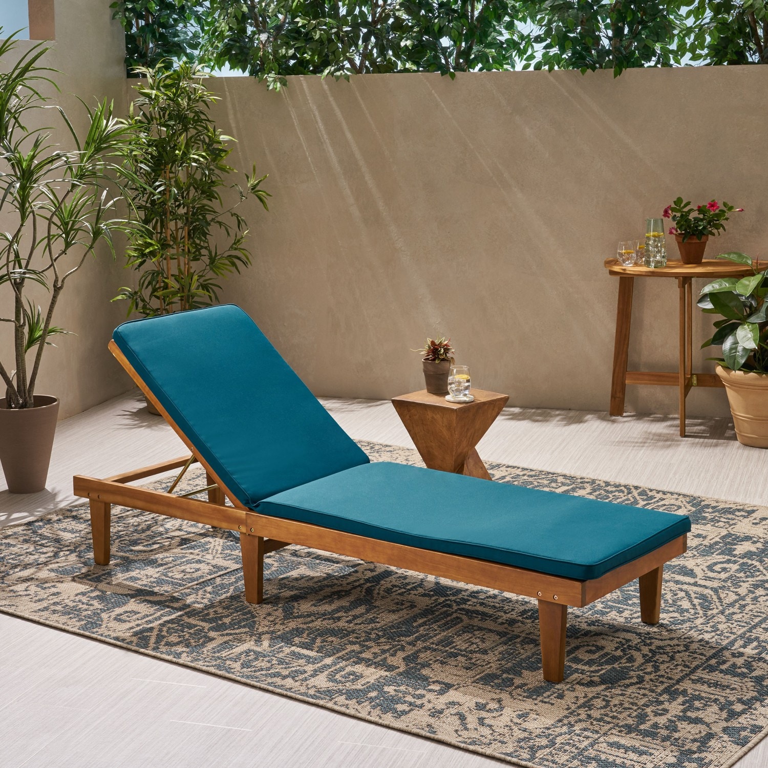 AAZJ JPN-63493BLU Chaise Lounge Cushion 78.75-in x 23.75-in Blue Patio chaise lounge chair cushion