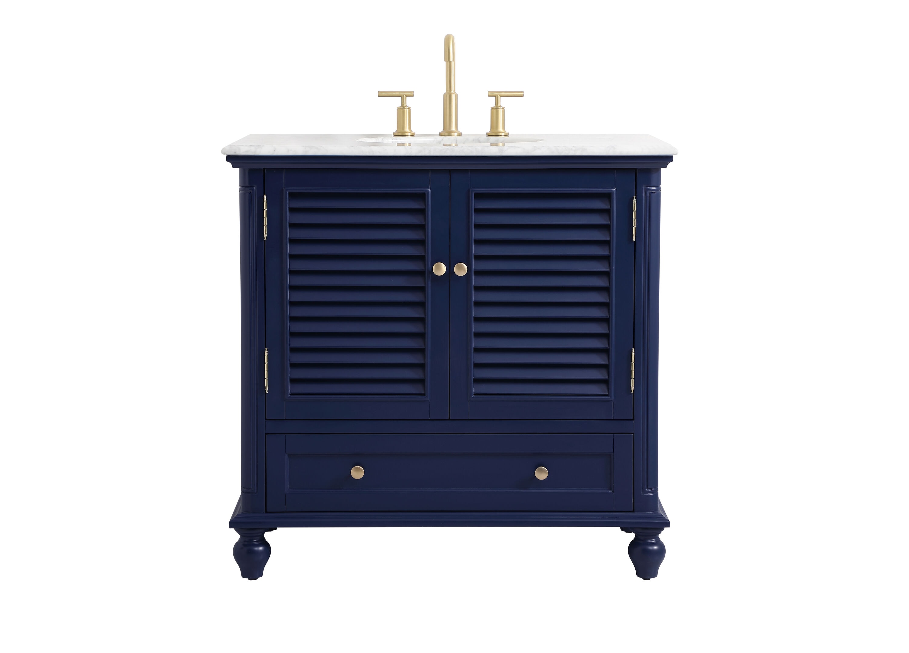 Home Furnishing 36-in Blue Undermount Single Sink Bathroom Vanity with Carrara White Marble Top | - Elegant Decor HF91608BL