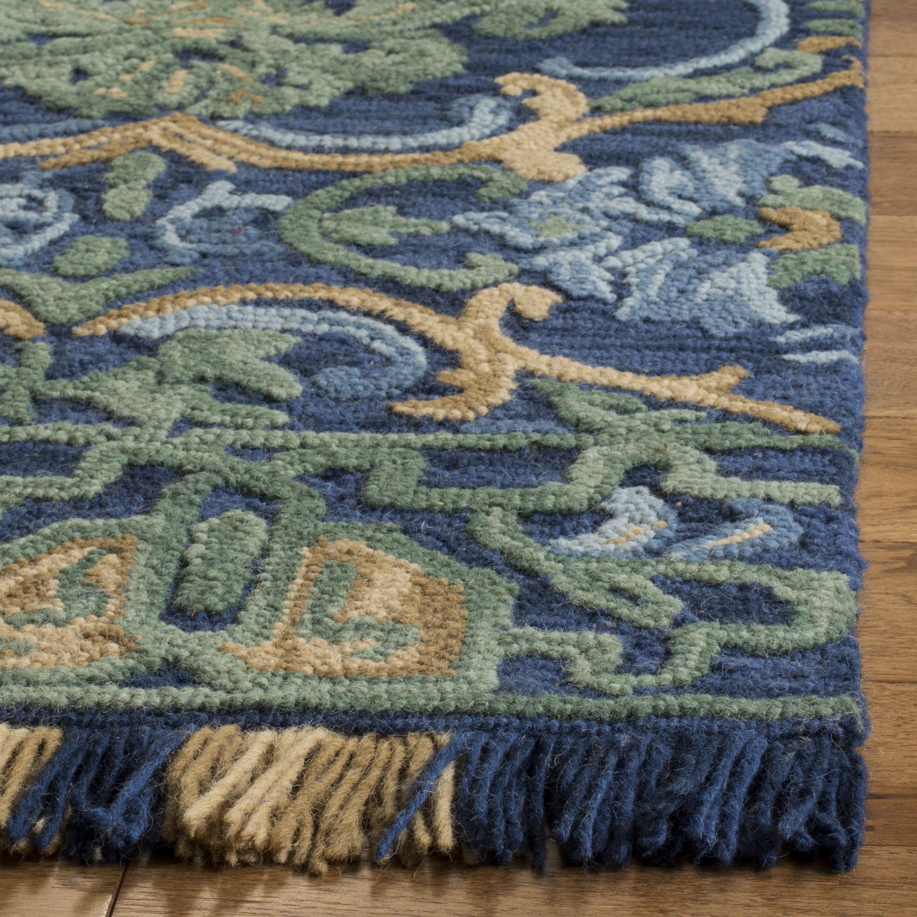Handmade Tufted Blue Wool 8' x 10' Rectangular Area Rug