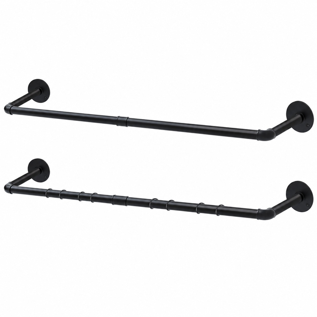Aoibox  36 2 in Industrial Pipe Wall Mounted Clothes Rack with 2 Detachable Hanging Rods Heavy Duty Closet Rod Support Bracket