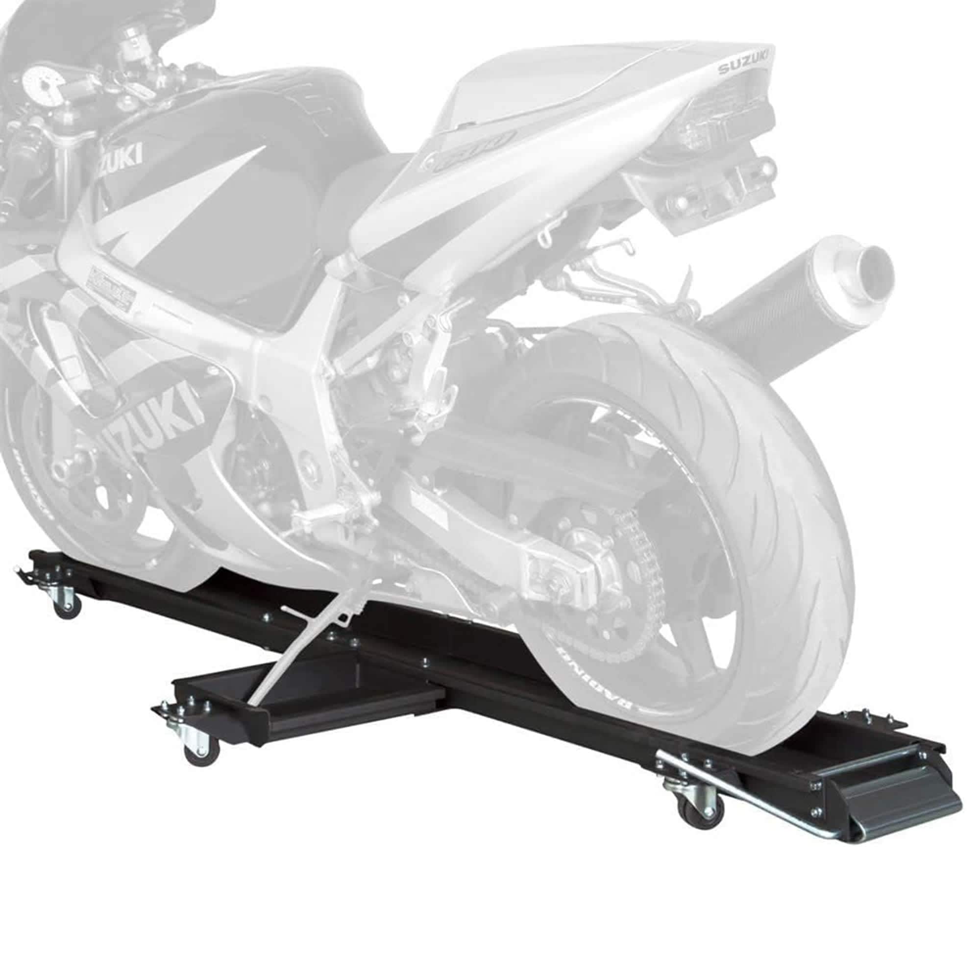 Black Widow 417249 Motorcycle Dolly with Front and Rear Gates for Loading and Unloading