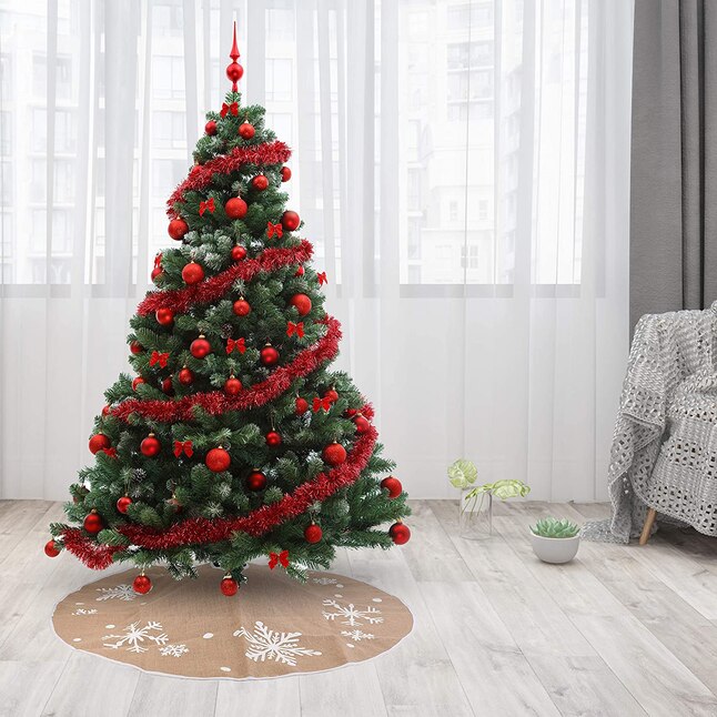 Joiedomi Durable Burlap Snowflake Christmas Tree Skirt 48-in Multiple ...