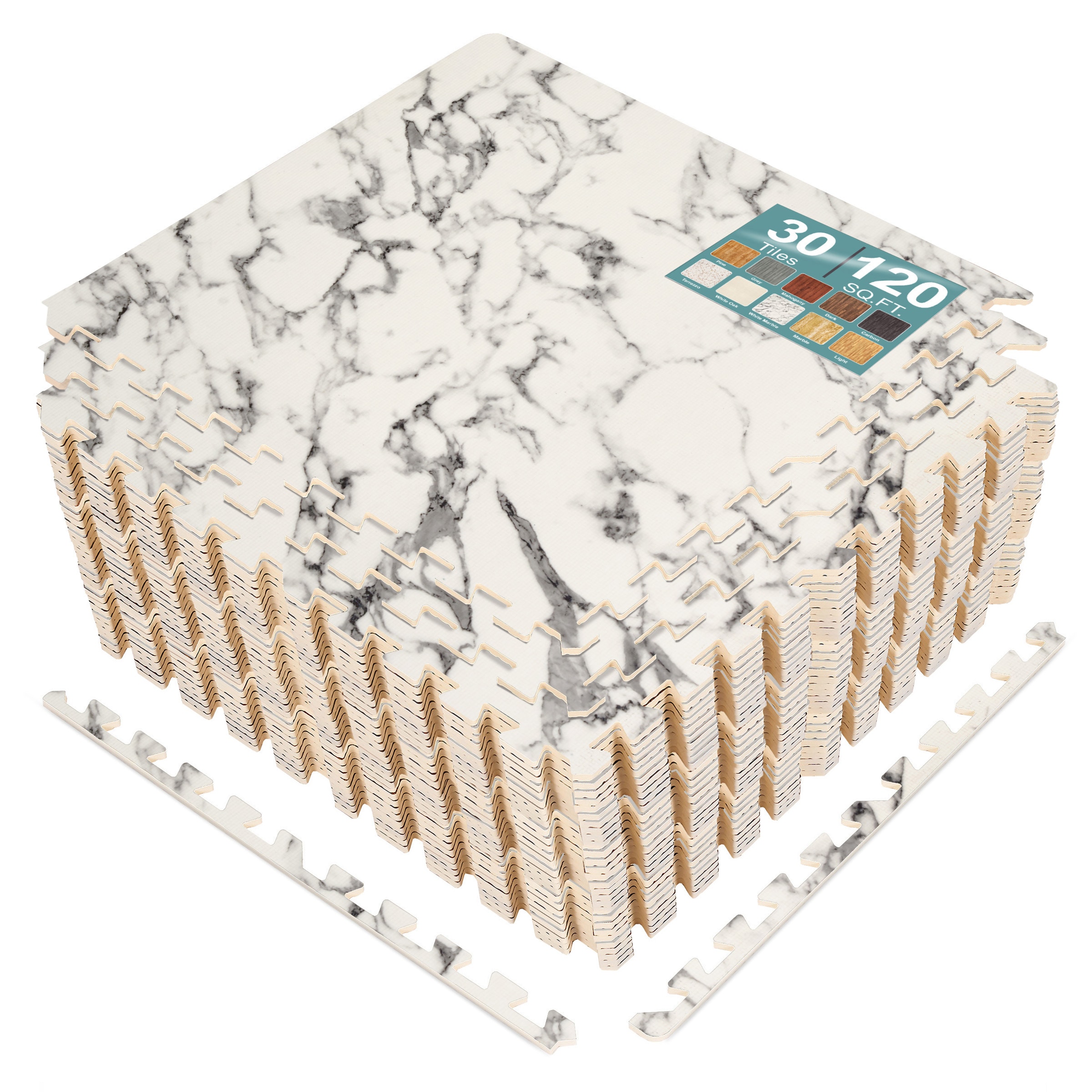 SORBUS 120 Sq Ft Interlocking EVA Foam Wood Grain Floor Tiles with Borders #MAT-WOODMB30