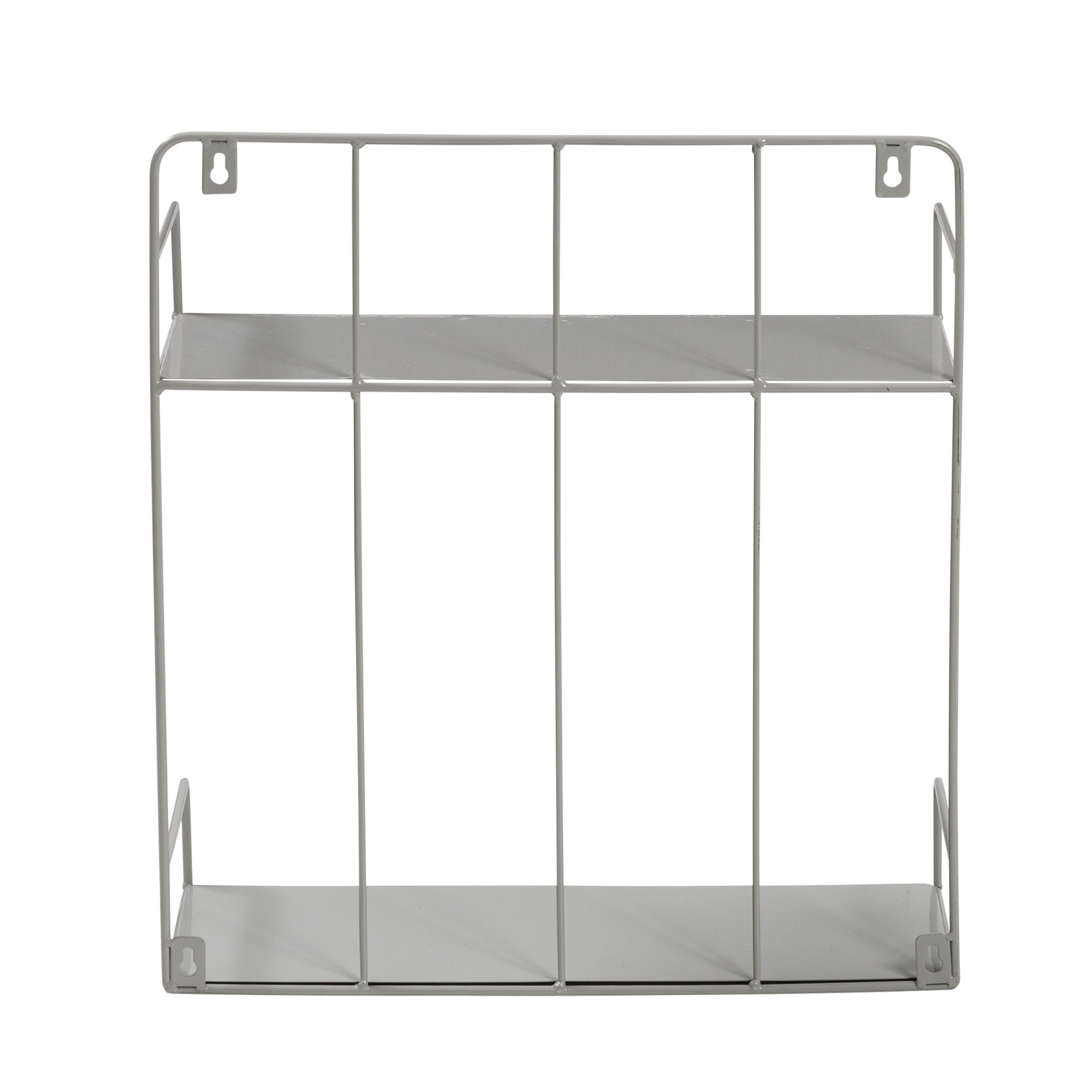 Gray Steel 2-Tier Wall Shelf with Curved Design