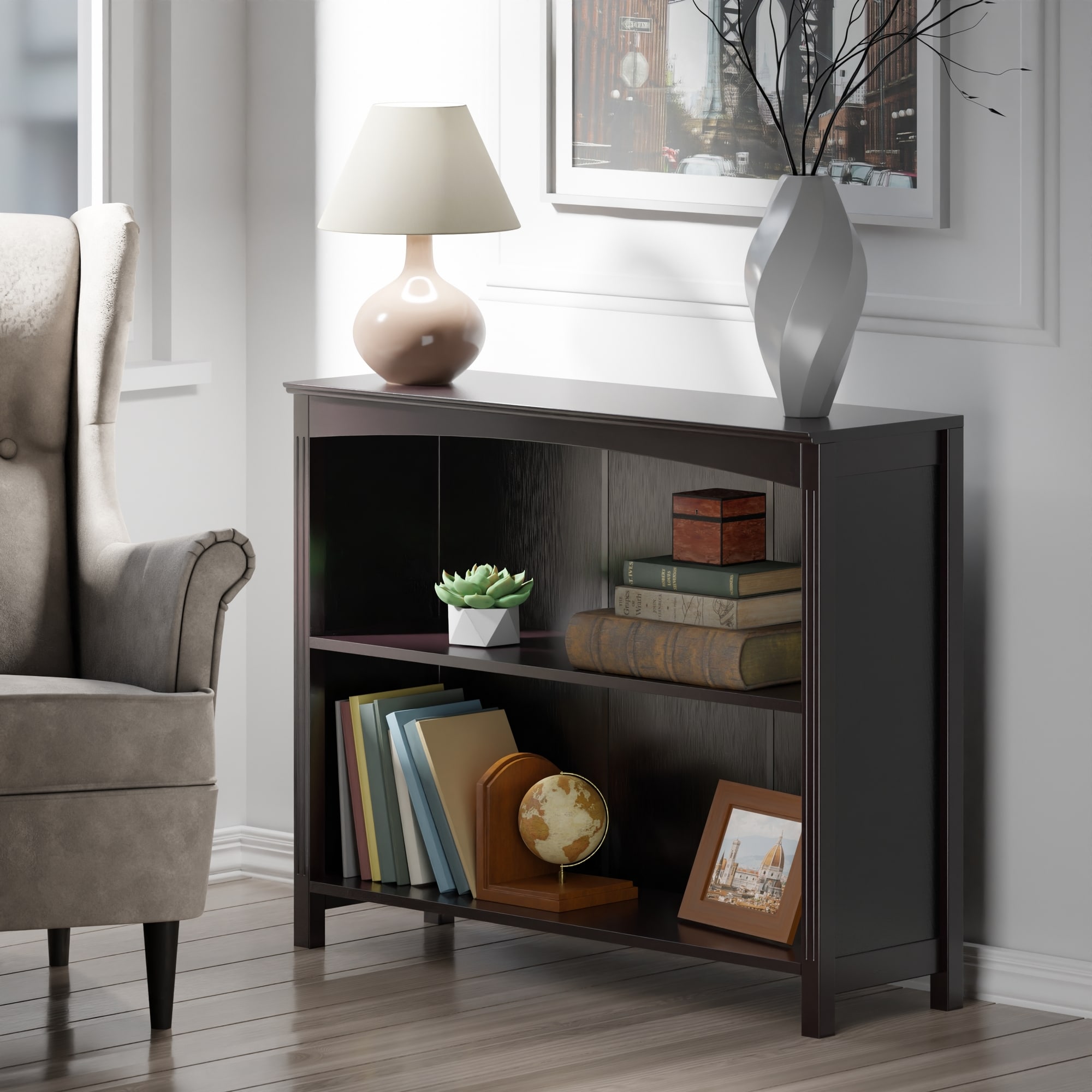 Terrace 3-Tier Espresso Wood Storage Shelf, 37" Wide