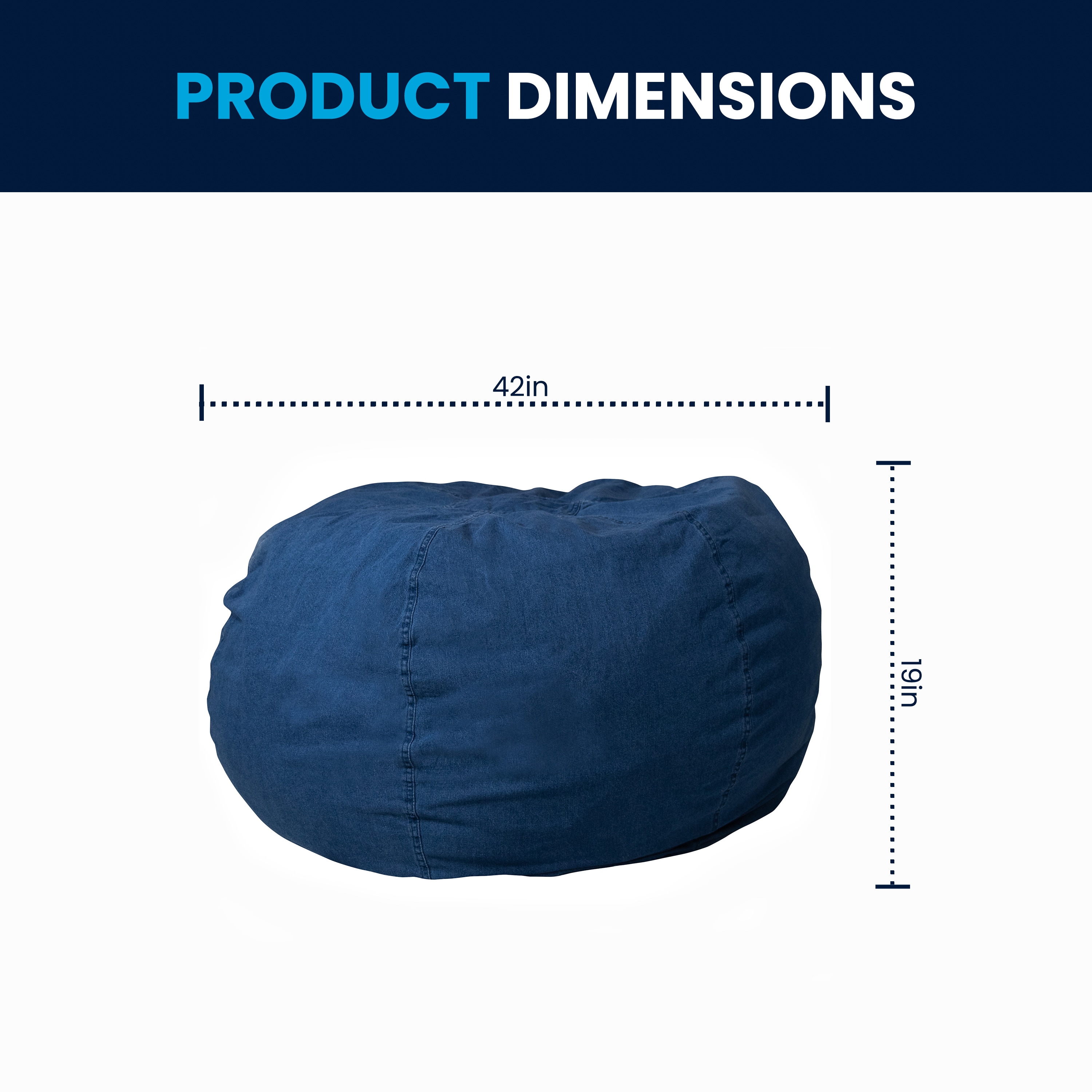 Oversized Denim Bean Bag Chair with Removable Cover