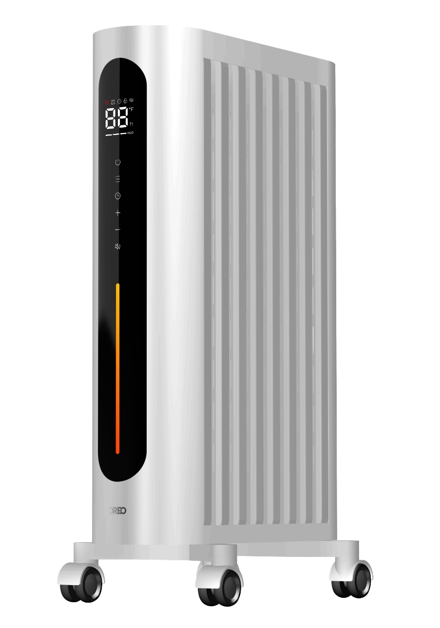 DREO DR-HSH012 Up to 1500-Watt Oil-filled Radiant Tower Indoor Electric Space Heater with Thermostat and Remote Included