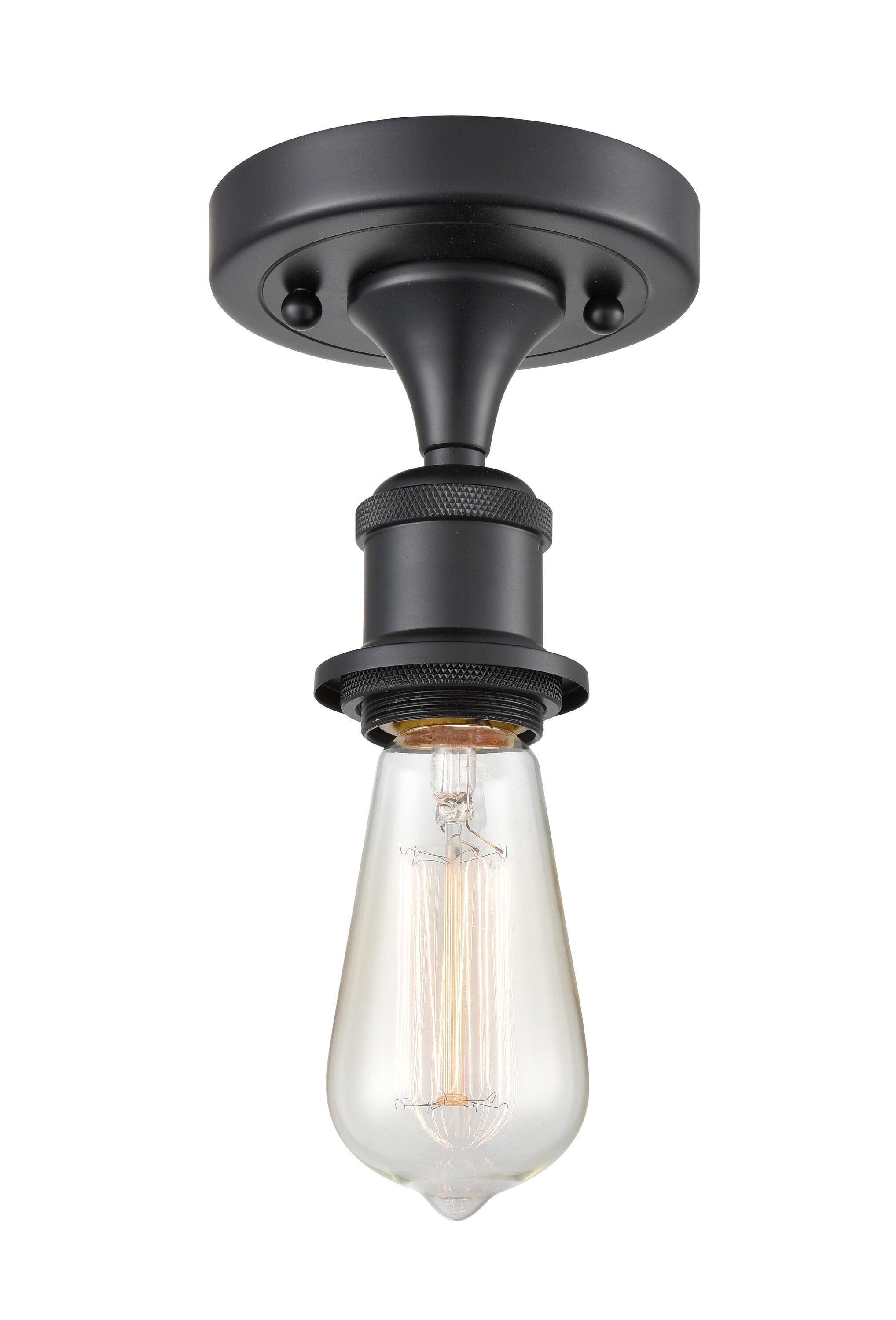 Matte Black Brass 5.5" Semi-Flush Mount Light