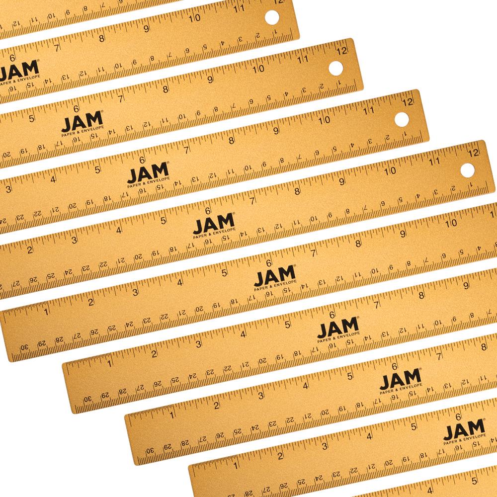 Jam Stainless Steel Ruler, 12 inch, Metal Ruler with Non-Skid Cork Backing, Fuchsia Metallic, 1/Pack
