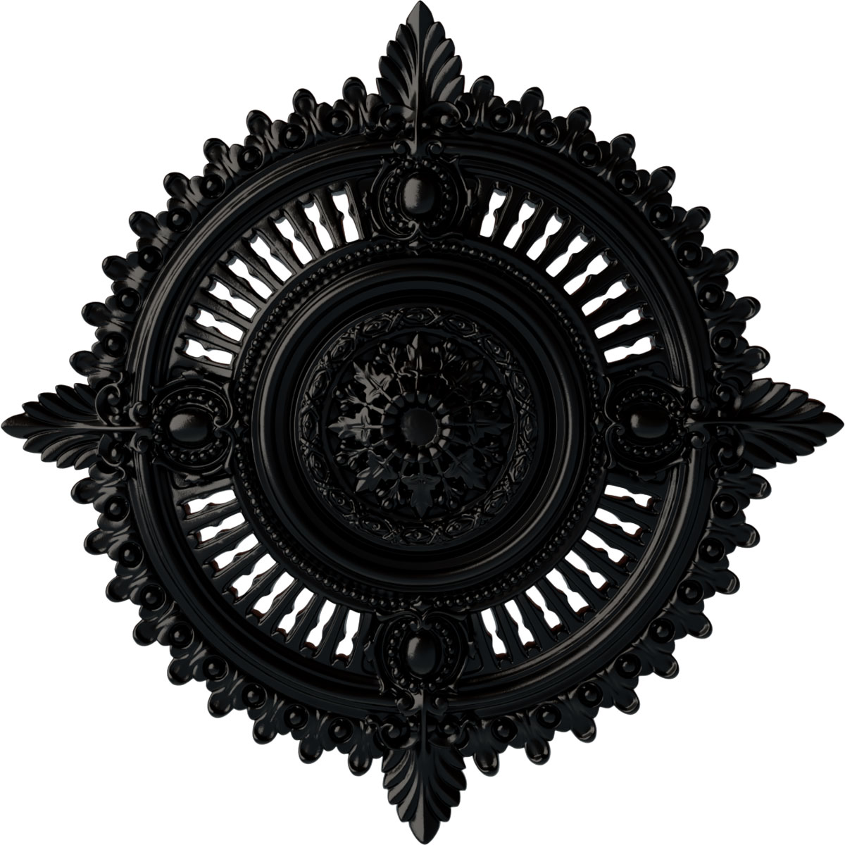 Ekena Millwork CM29HYBLF Haylynn 29.125-in W x 29.125-in L Painted Jet Black Polyurethane Whole Ceiling Medallion