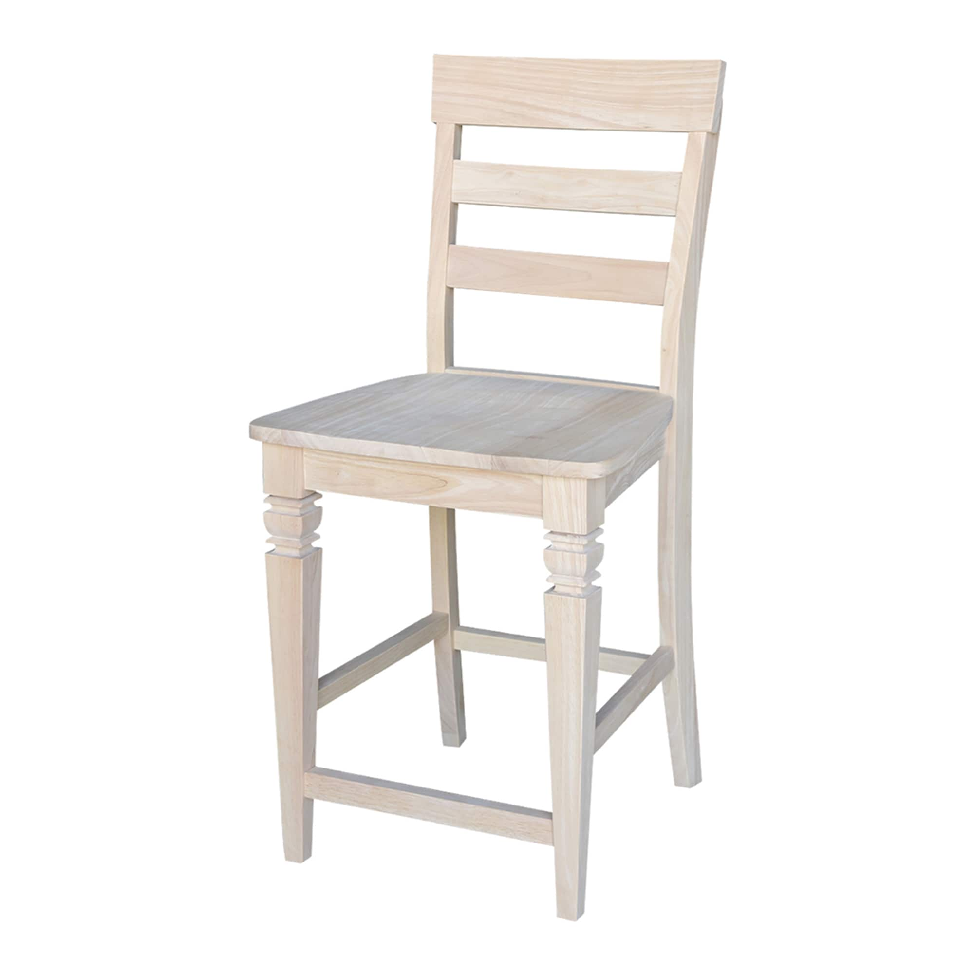 International Concepts Unfinished 24-in H Counter height Wood Bar Stool ...