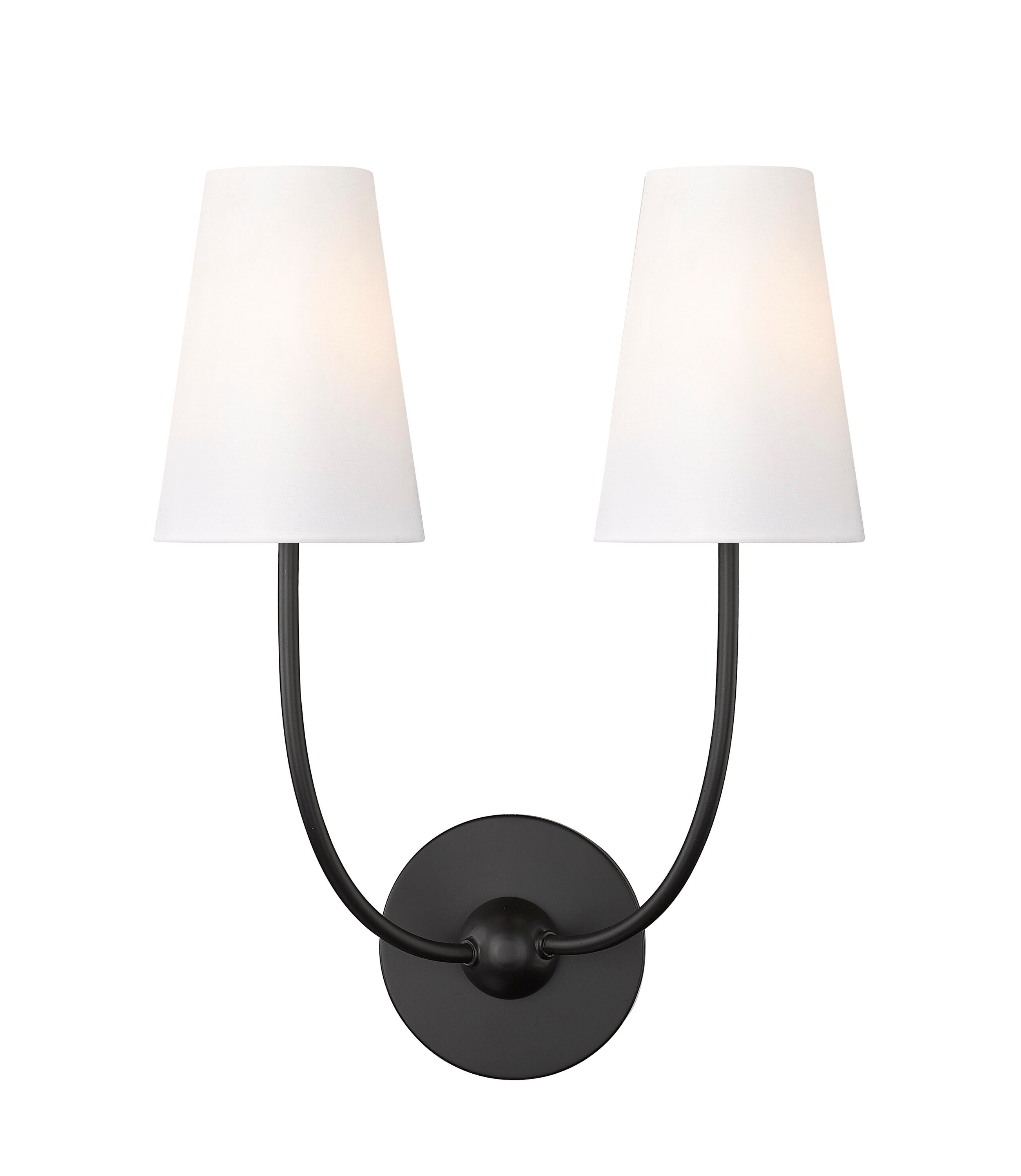 Matte Black and White 2-Light Wall Sconce