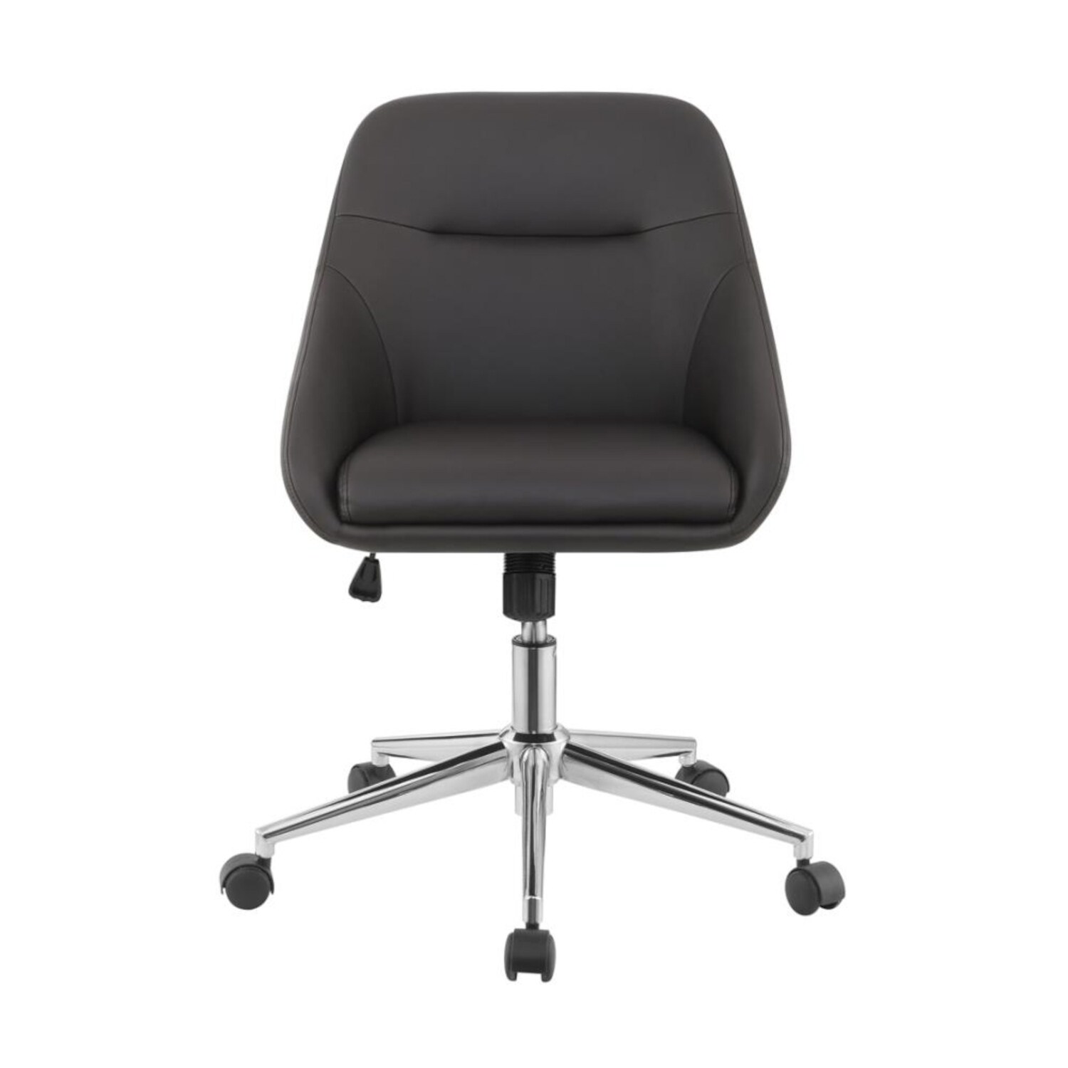 Simple Relax SR04801426 Brown Faux Leather/Chrome Contemporary Ergonomic Adjustable Height Swivel Faux Leather Desk Chair