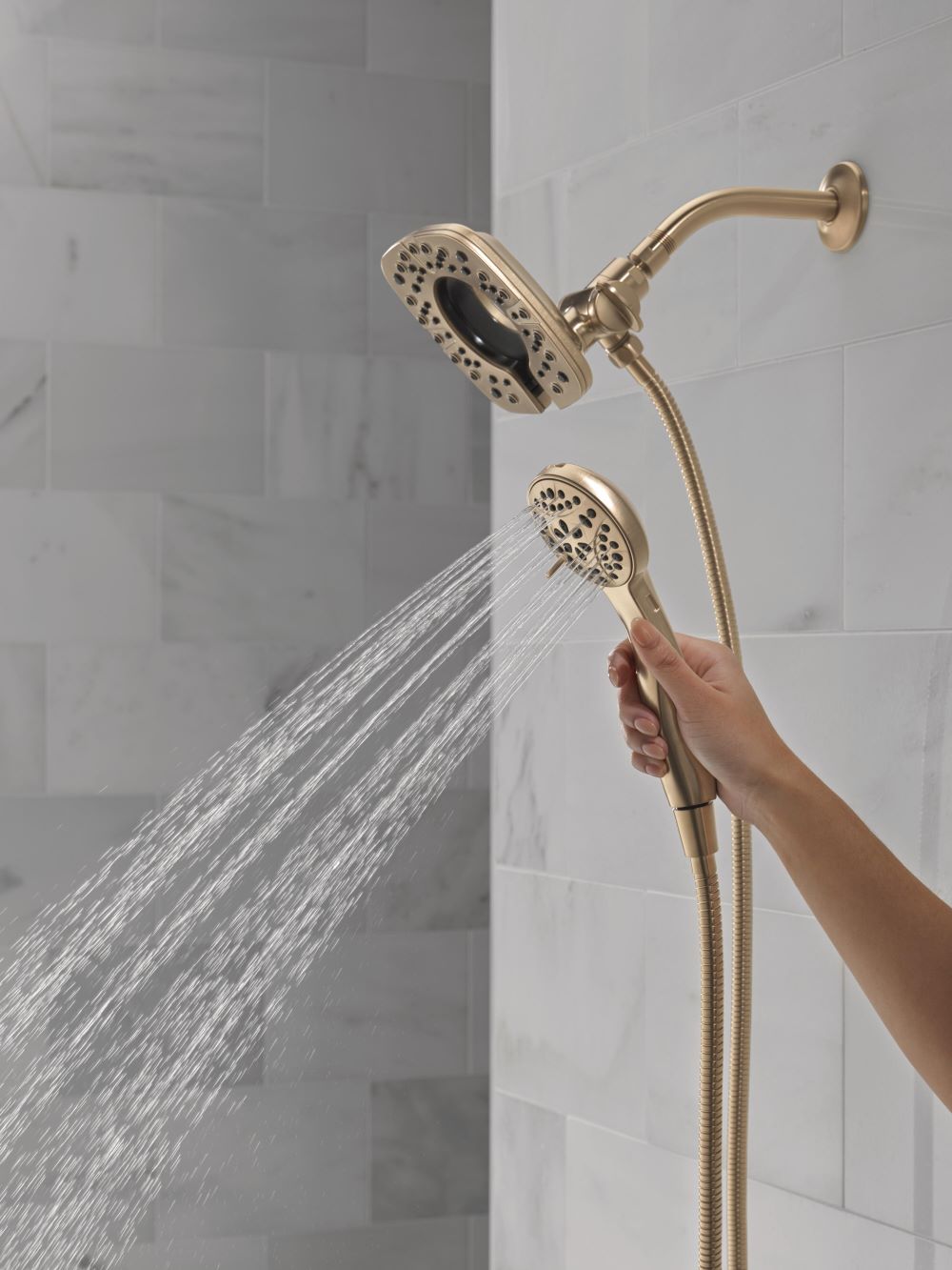 Champagne Bronze Dual Shower Head with Handheld Spray