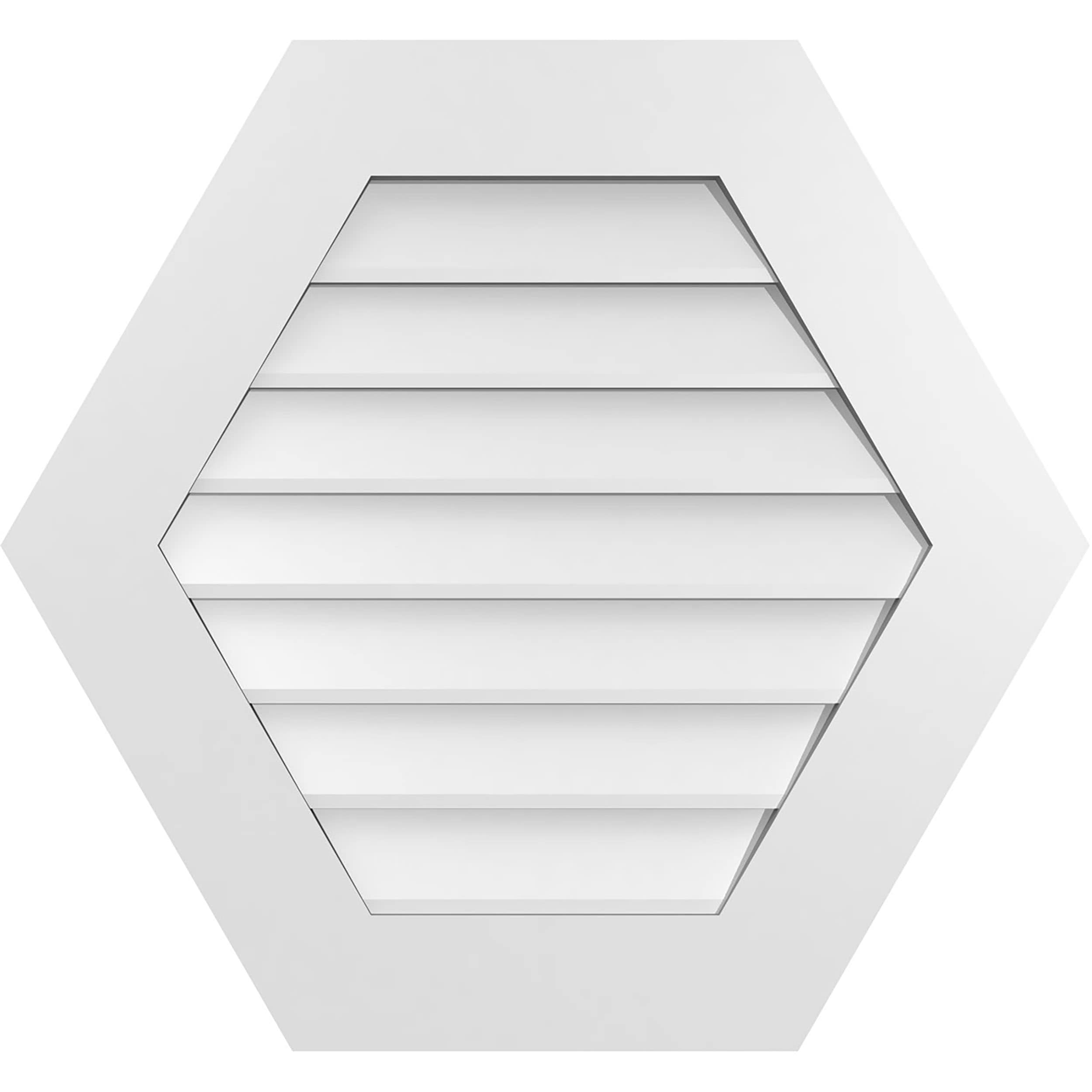 Ekena Millwork GVPHP28X2601SN 28-Inches x 26-Inches Off-white Peaked PVC Gable Louver Vent