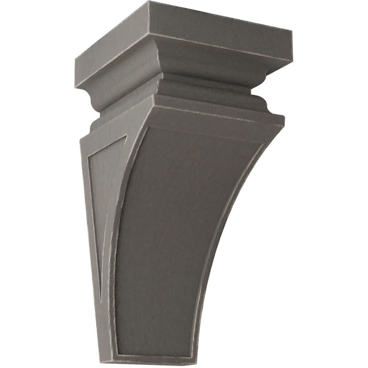 Ekena Millwork CORWD07X07X14NEGY 7-in x 7.75-in x 14-in Vintage Decor Finished Rubberwood Gray Wood Paintable/Stainable Corbel