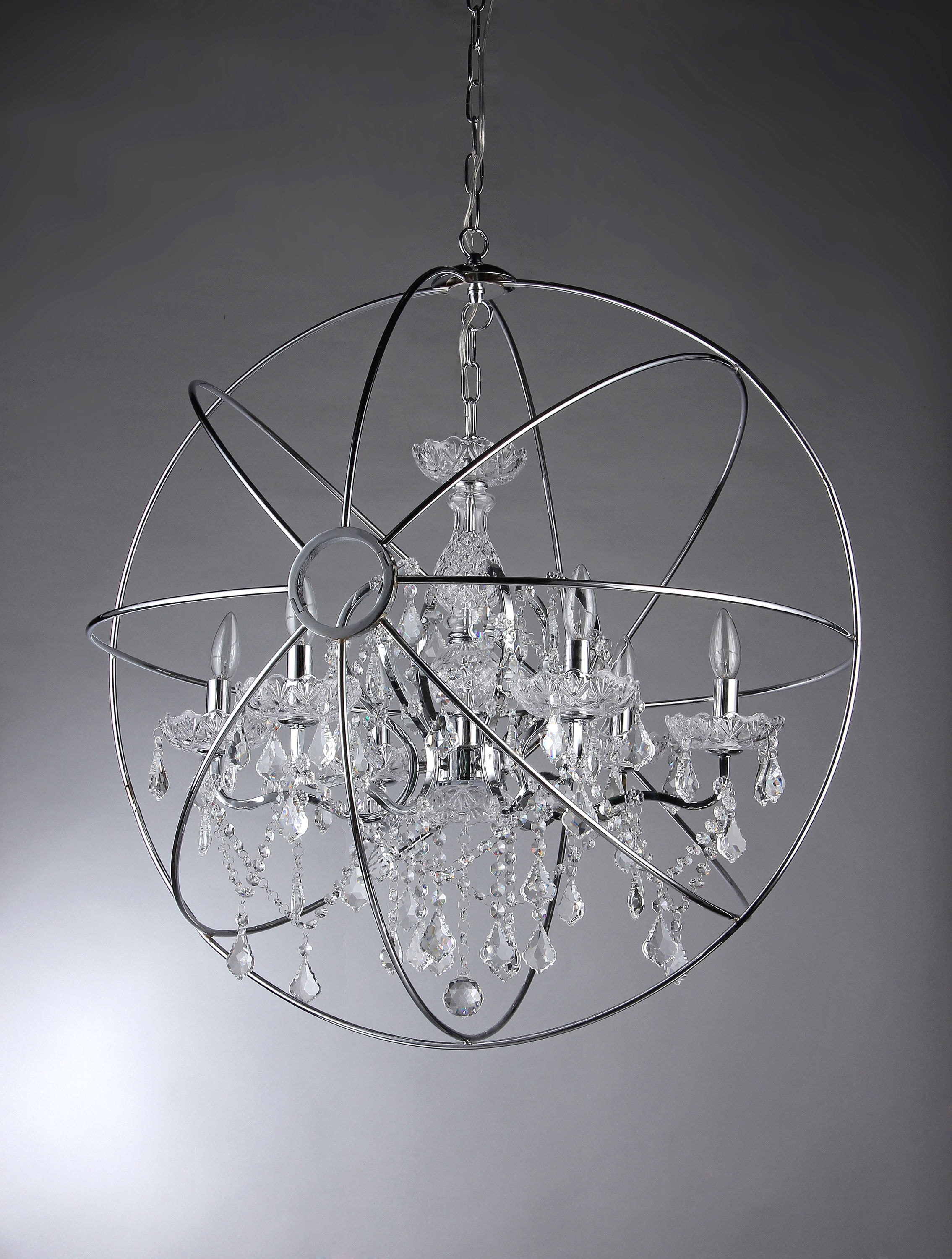 Elegant Chrome 27'' Crystal Reflections Contemporary Chandelier