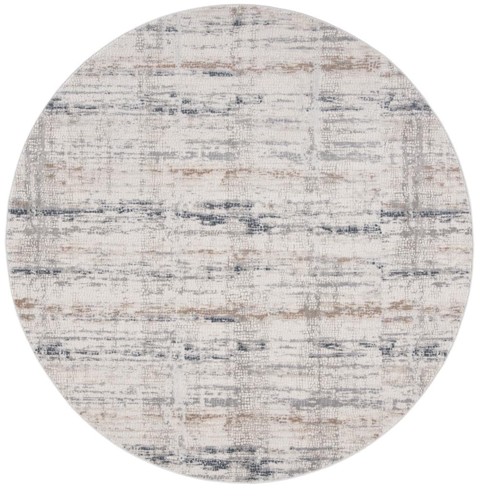 Safavieh INV430A-7R Invista Geur 7 x 7 (ft) Loomed Synthetic Cream/Gray Round Indoor Abstract Industrial Area rug