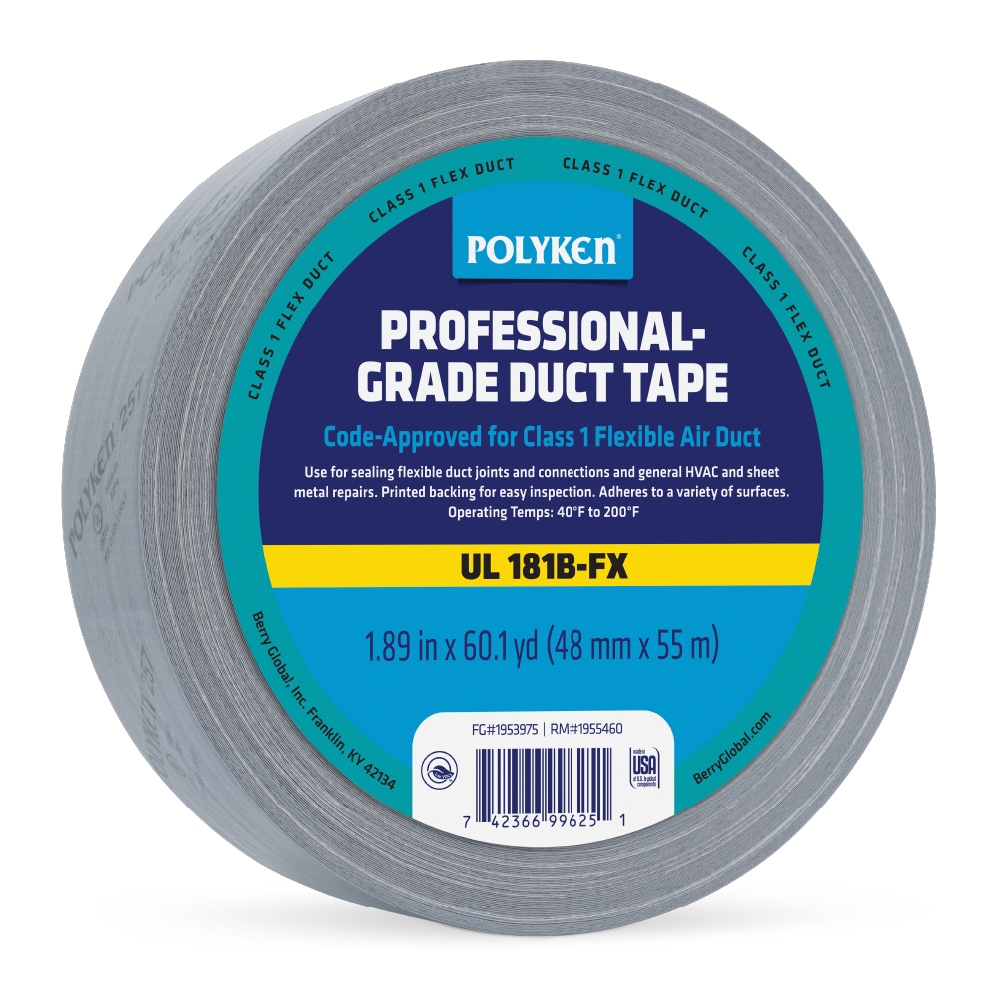 POLYKEN 1953975 Professional-Grade Duct Tape Gray/Silver Duct Tape 1.89-in x 60.1 Yard(s)