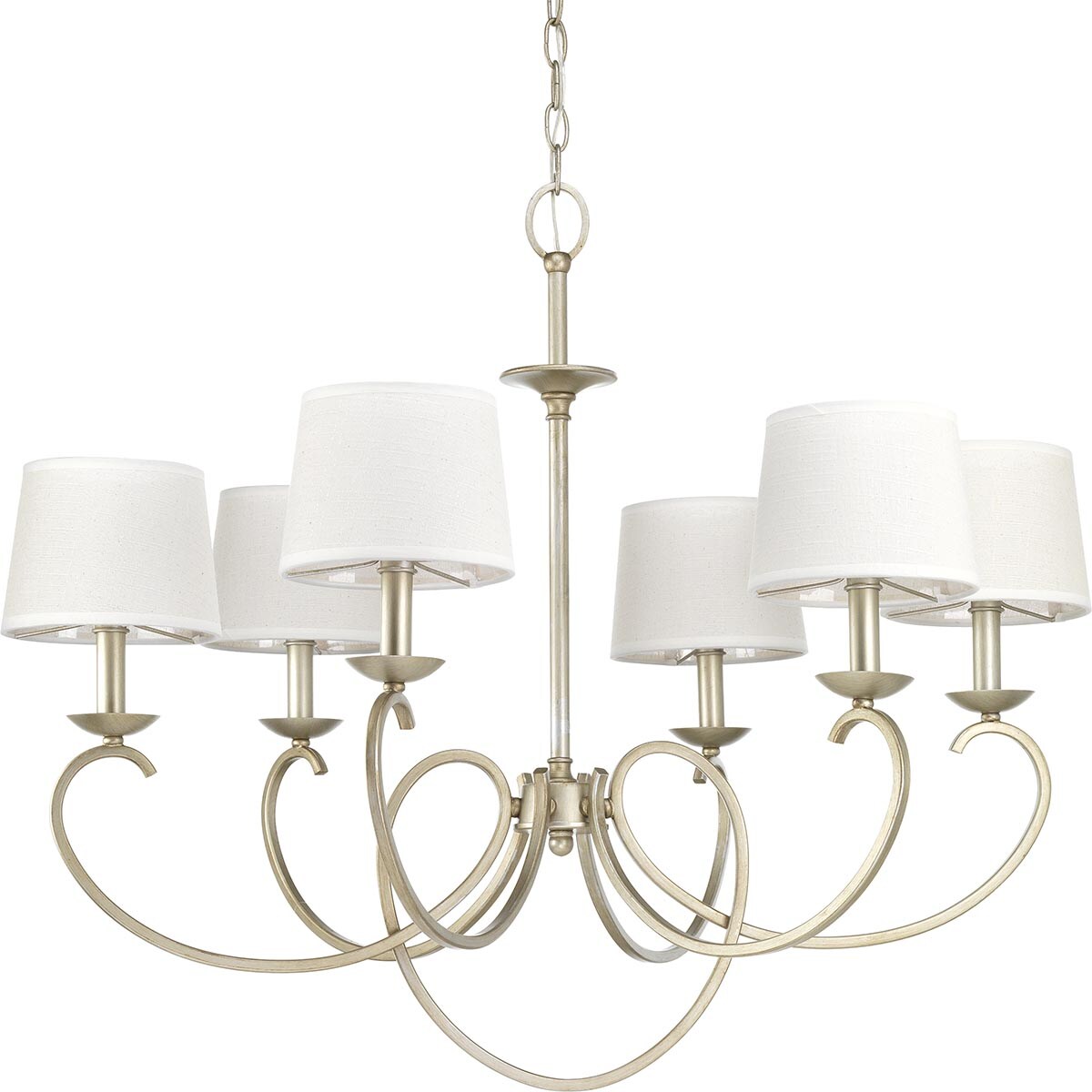 Progress Lighting Savor Collection 6-Light Silver Ridge Chandelier with Shade