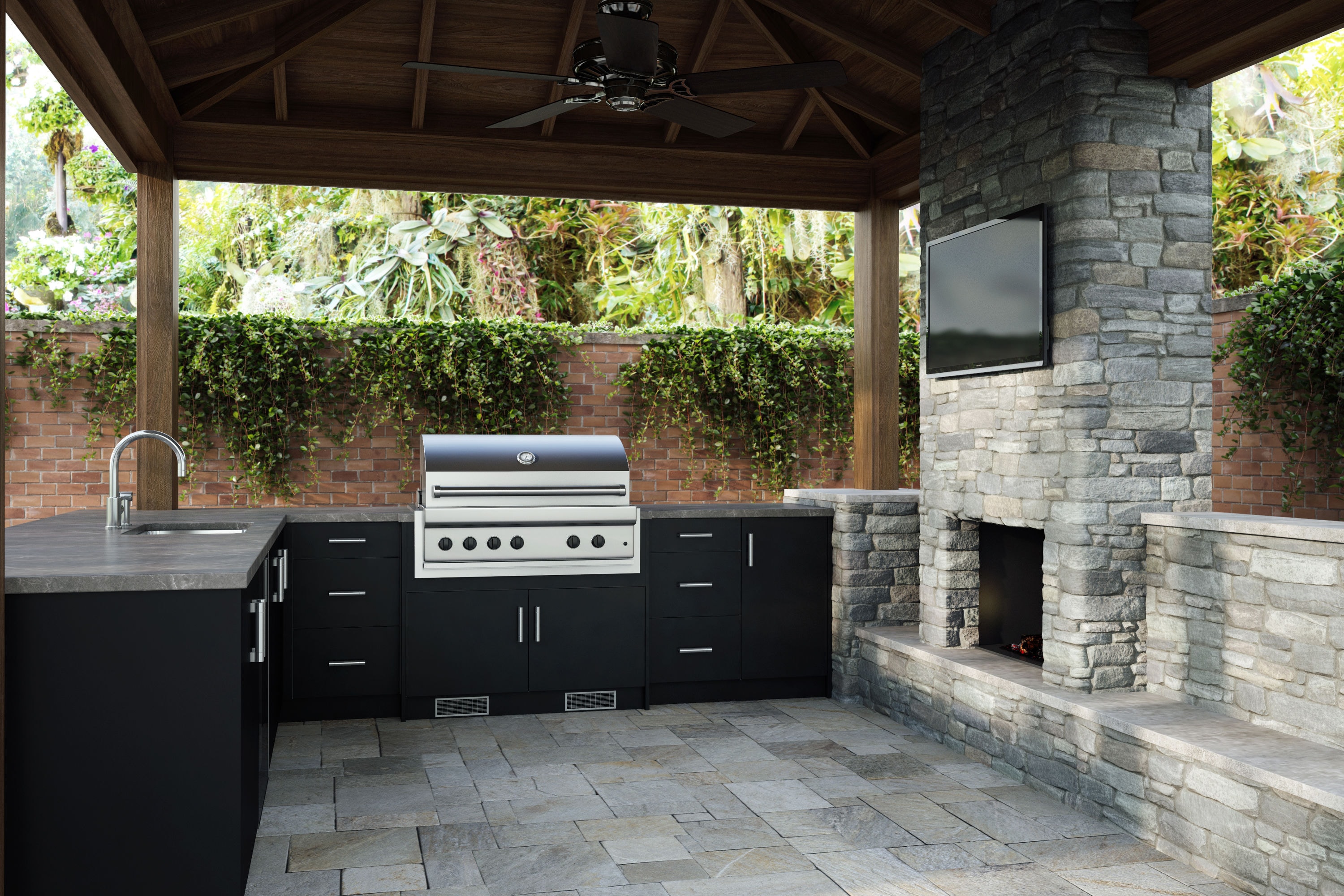 Shop WeatherStrong Pitch Black Outdoor Kitchen Set at Lowes.com