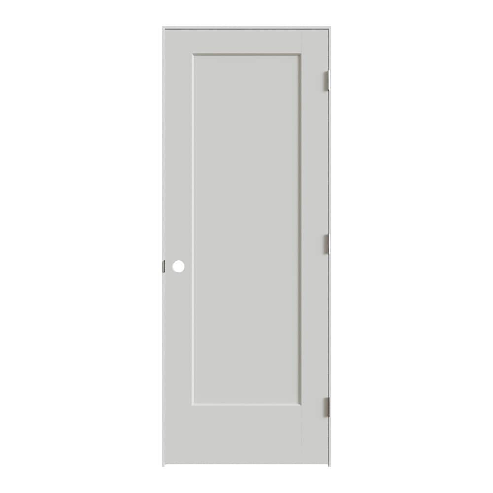 Masonite 642246 30-in x 80-in Primed Solid core 1-panel Left hand Smooth Primed MDF Flat Jamb Single Prehung Interior Door