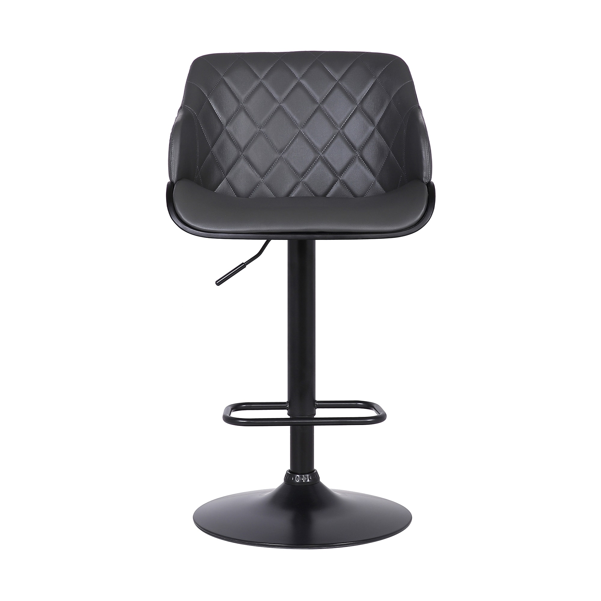 Toby Adjustable Height Gray Faux Leather Swivel Bar Stool
