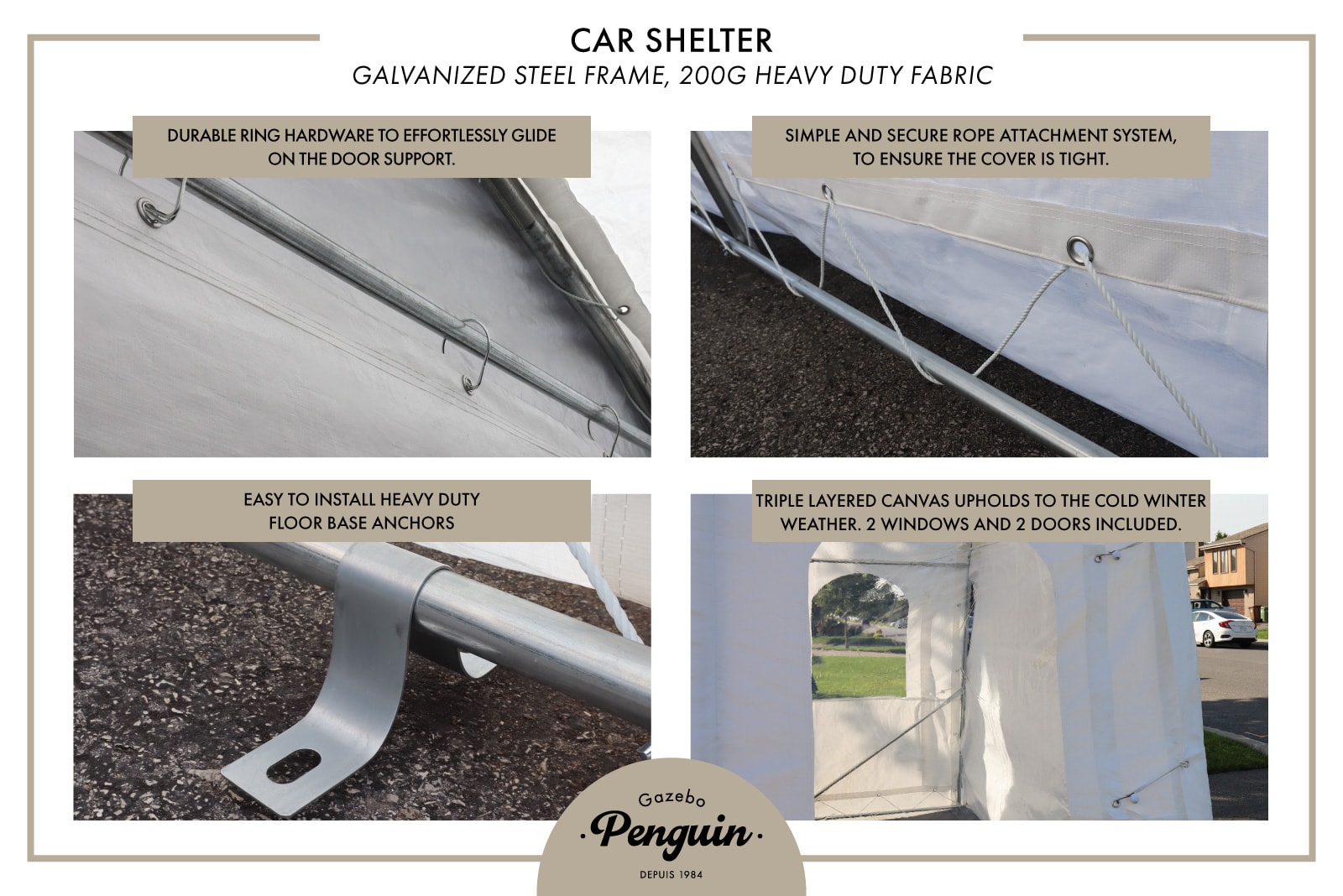 Gazebo Penguin CO18X20FF-200-WHI Garage-Buildings - View #11