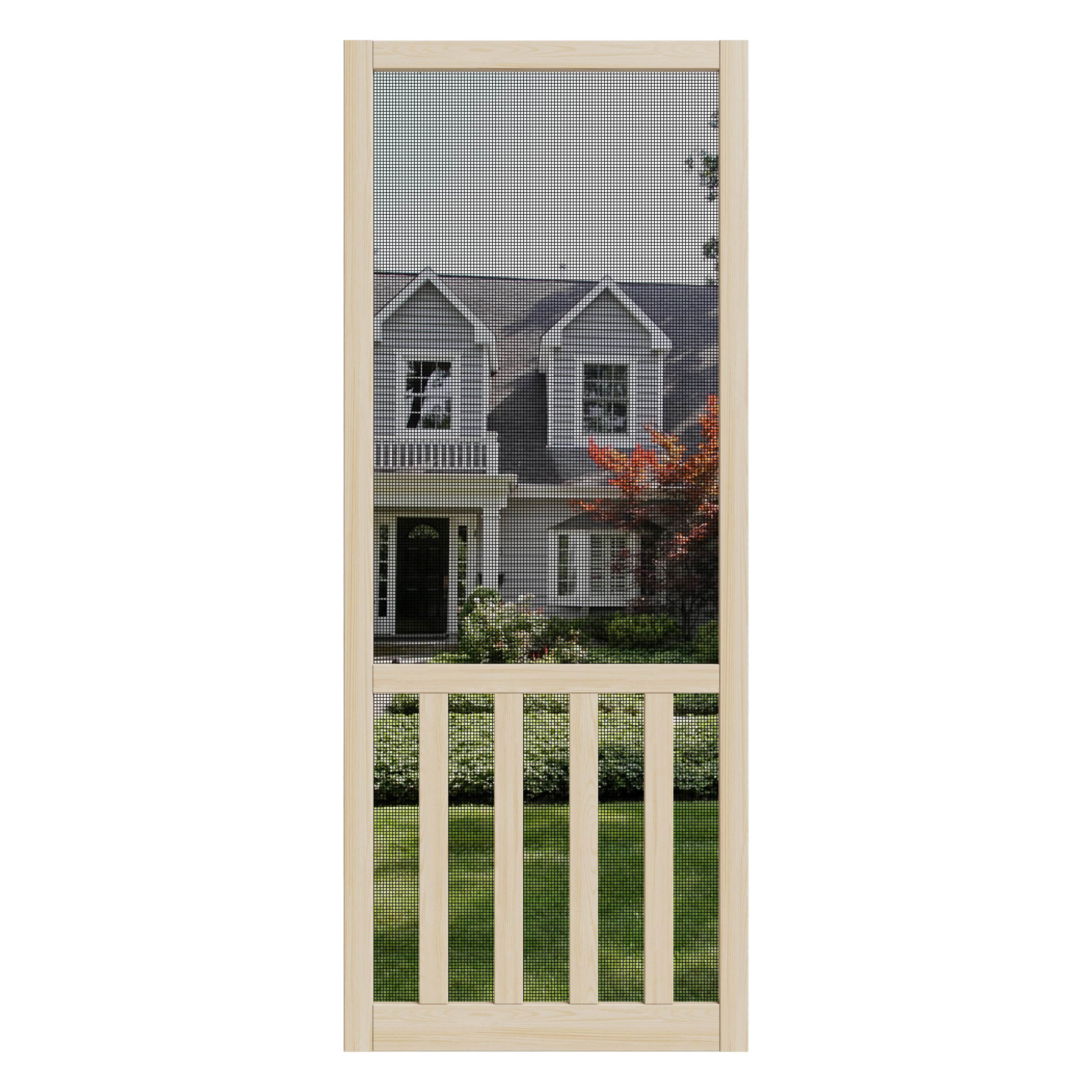 JUJUBON EX-SDPN-R-5L-SC-32 screen door 32-in x 80-in pine Wood Hinged Single Screen door