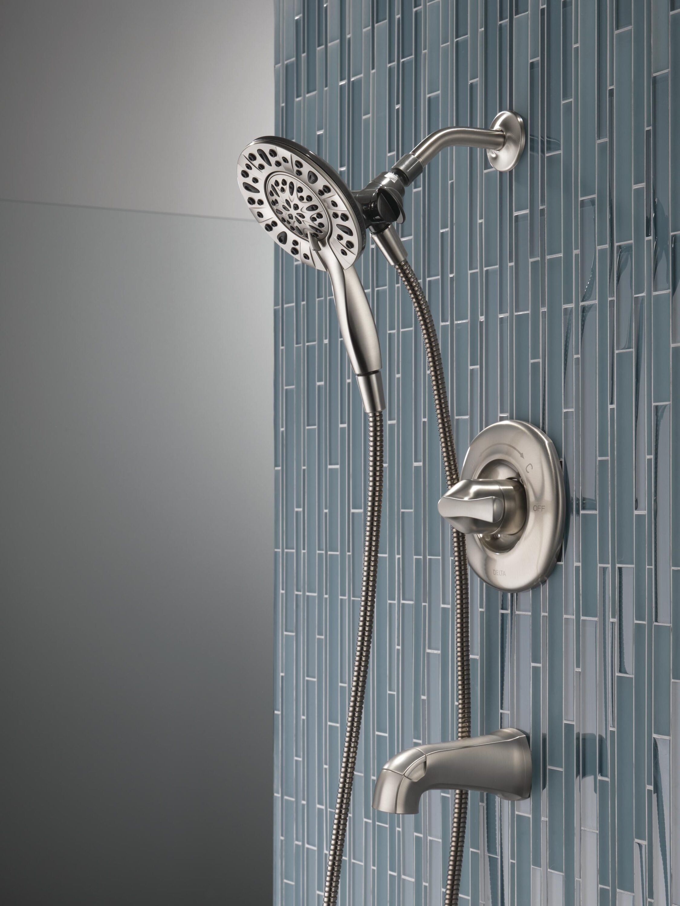 Delta Larkin Spotshield Brushed Nickel 1-handle Multi-function Round  Bathtub and Shower Faucet Valve Included in the Shower Faucets department  at Lowes.com