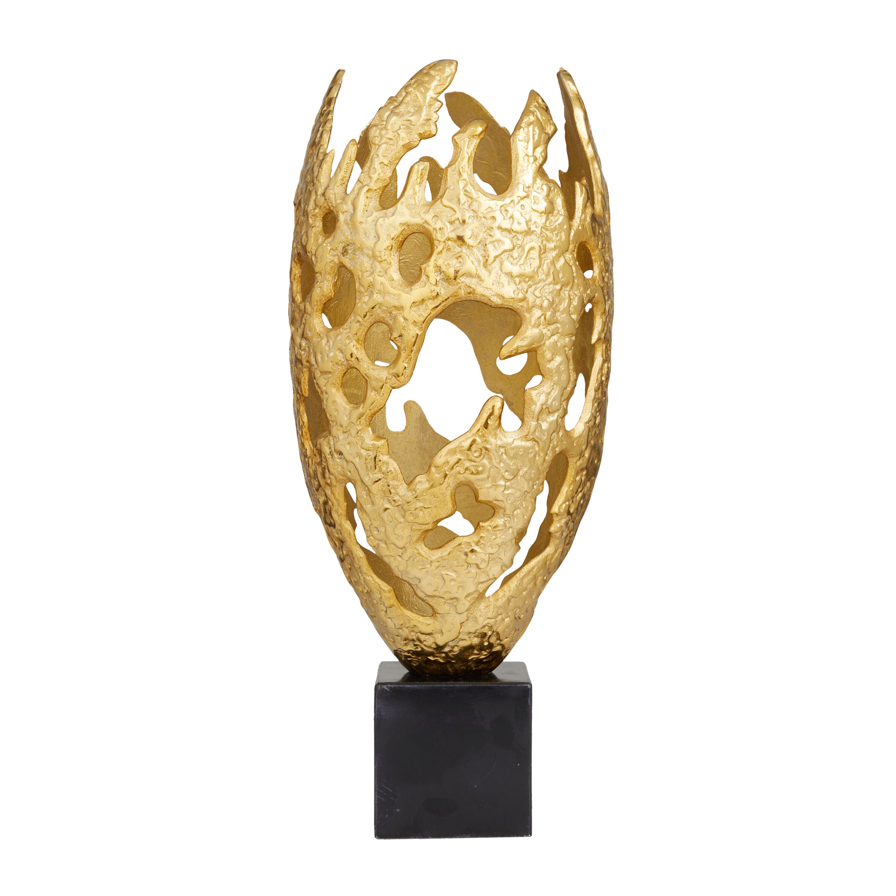 Gold Medium Aluminum Oval Contemporary Tabletop Statue